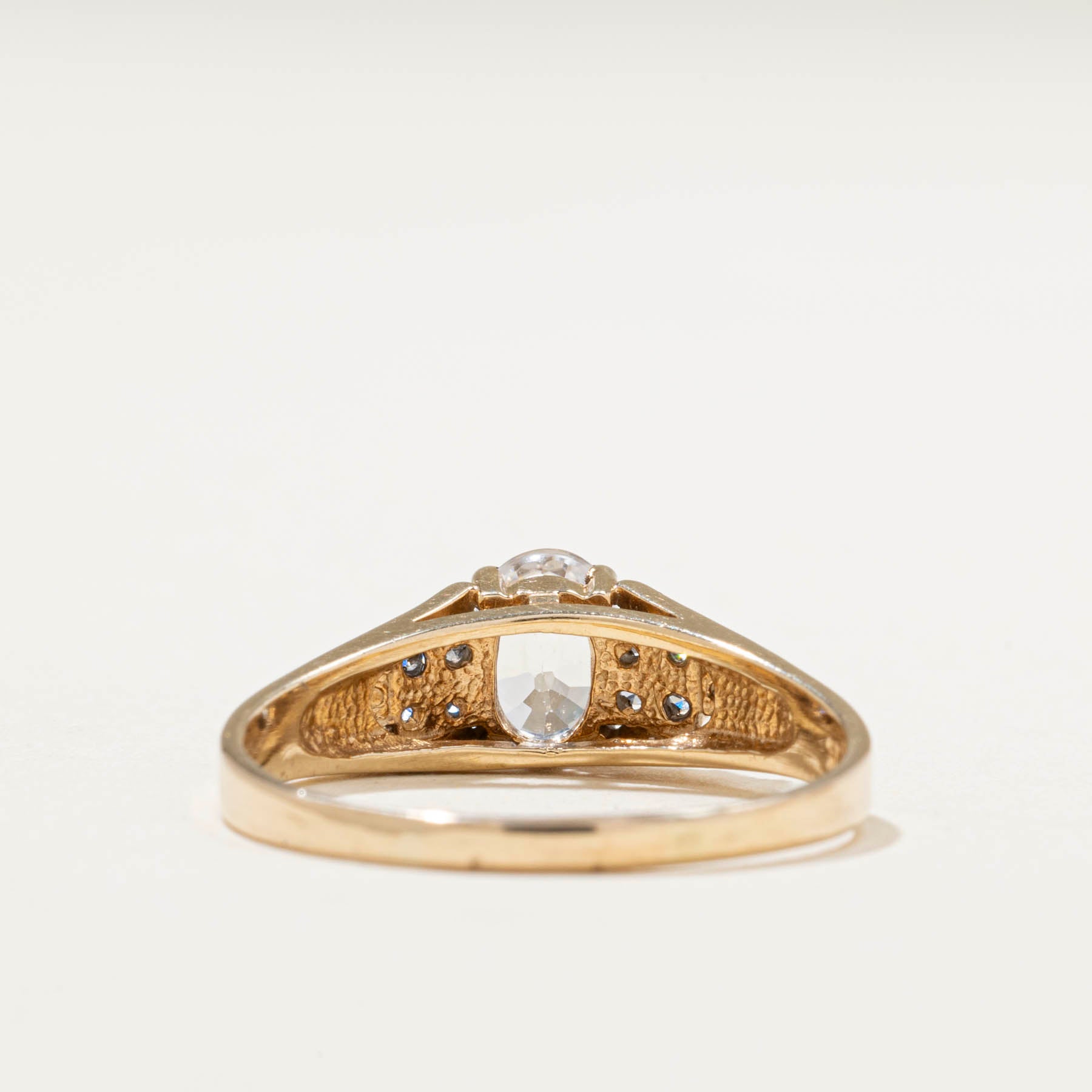 1.30ct Zircon & 0.06ctw Diamond Tapered Ring - Size 9 | Elegant Wedding Band, Anniversary Gift for Her, Engagement Jewelry