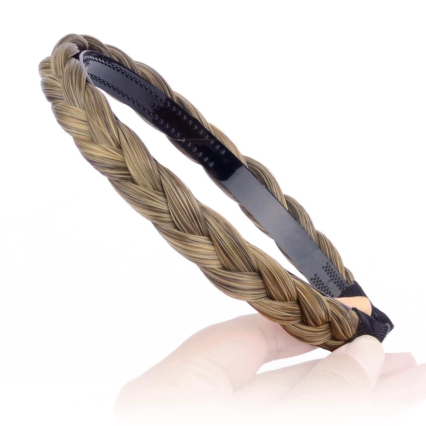 DIGUAN Synthetic Braided Headband with Teeth - 0.6 Inch Wide Hair Band for Women & Girls | Dark Blonde | Perfect for Everyday Wear, Parties & Special Occasions