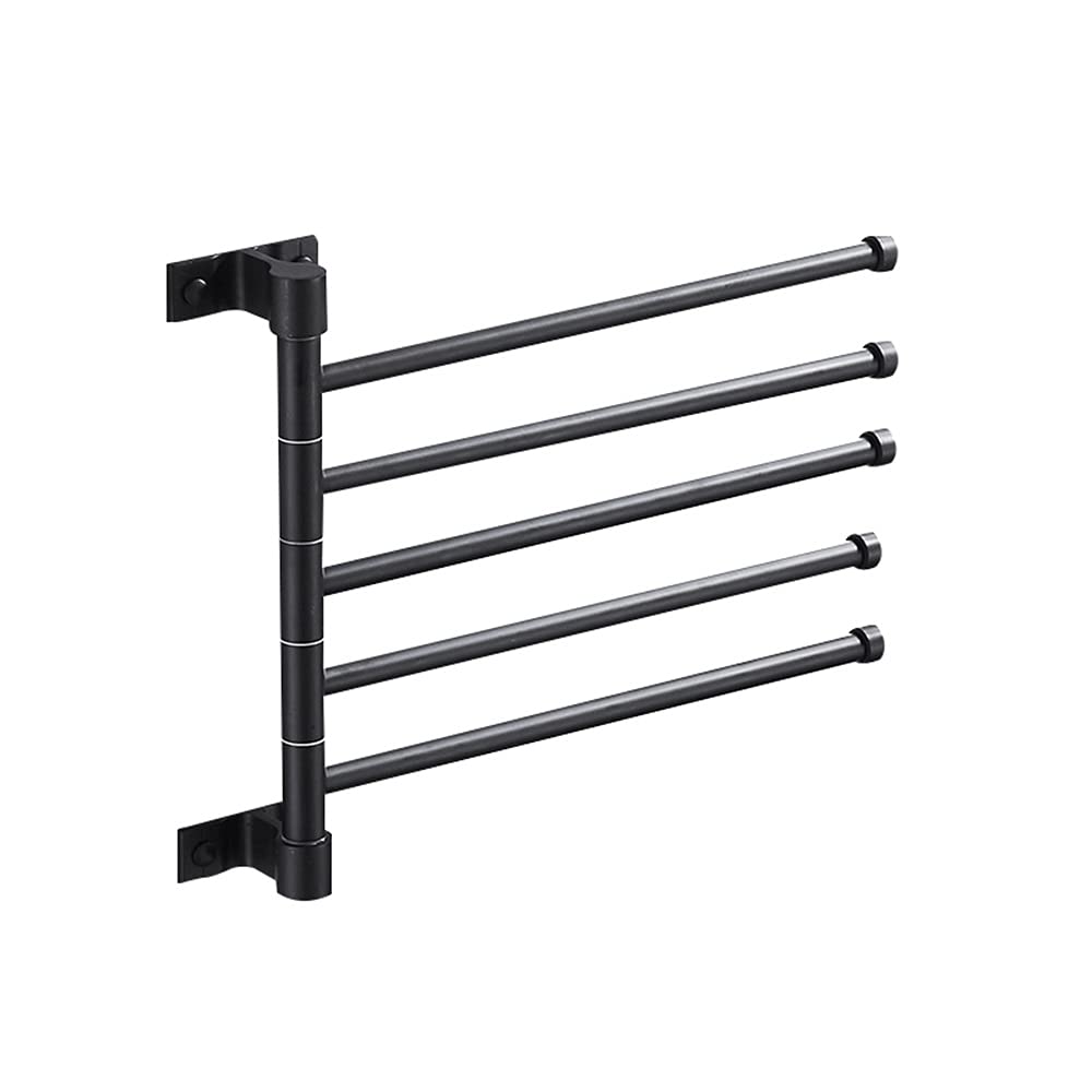 5-Tier Foldable Rotating Aluminum Towel Rack - Space Saving Wall Mount Bathroom Storage Organizer for Towels & Toiletries | Perfect for Small Bathrooms, Apartments & Laundry Rooms