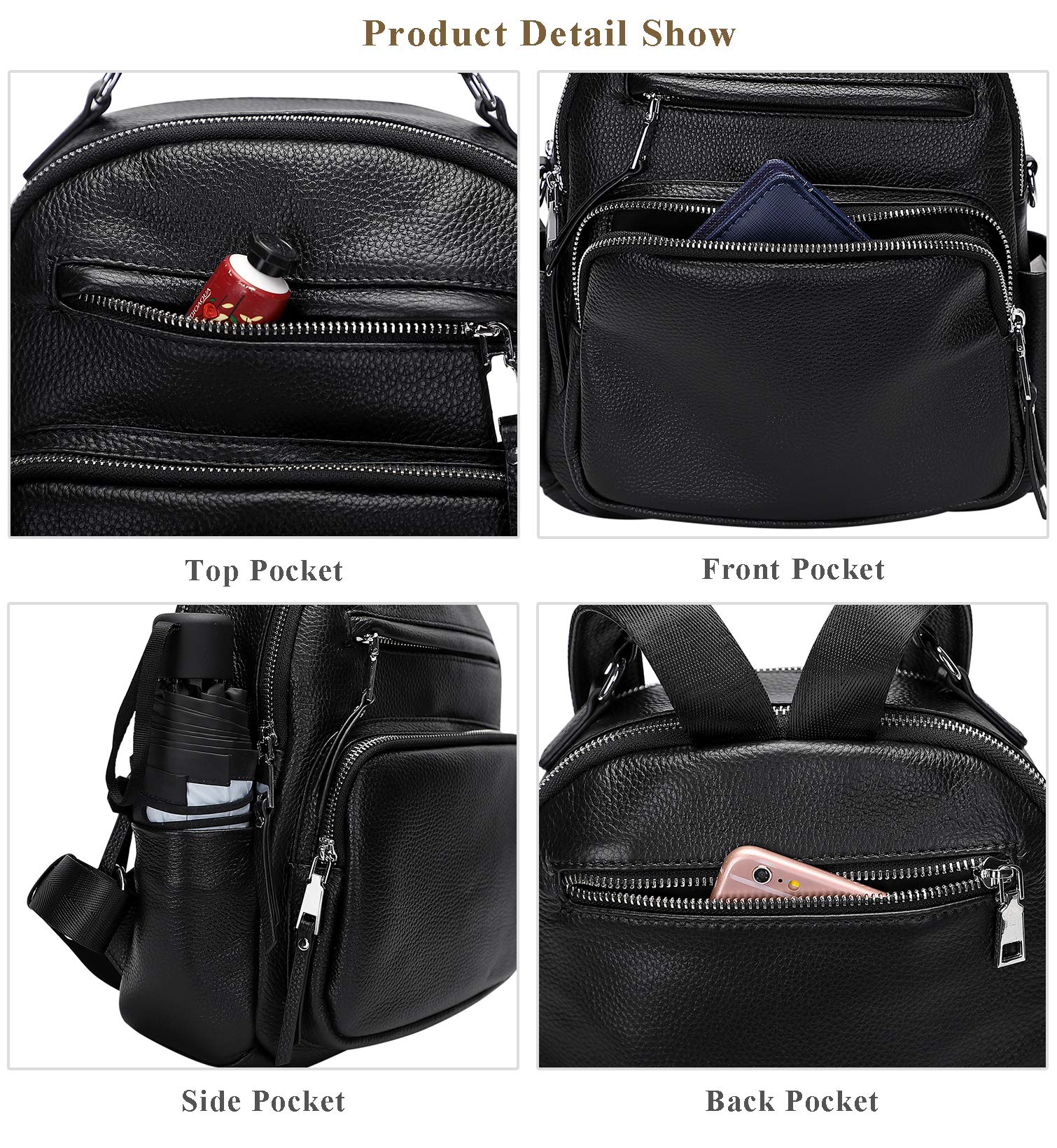 ALTOSY Genuine Leather Backpack for Women - Small Convertible Backpack Purse, 4-in-1 Shoulder Bag for Work, Travel & Daily Use | Durable & Stylish Ladies Handbag
