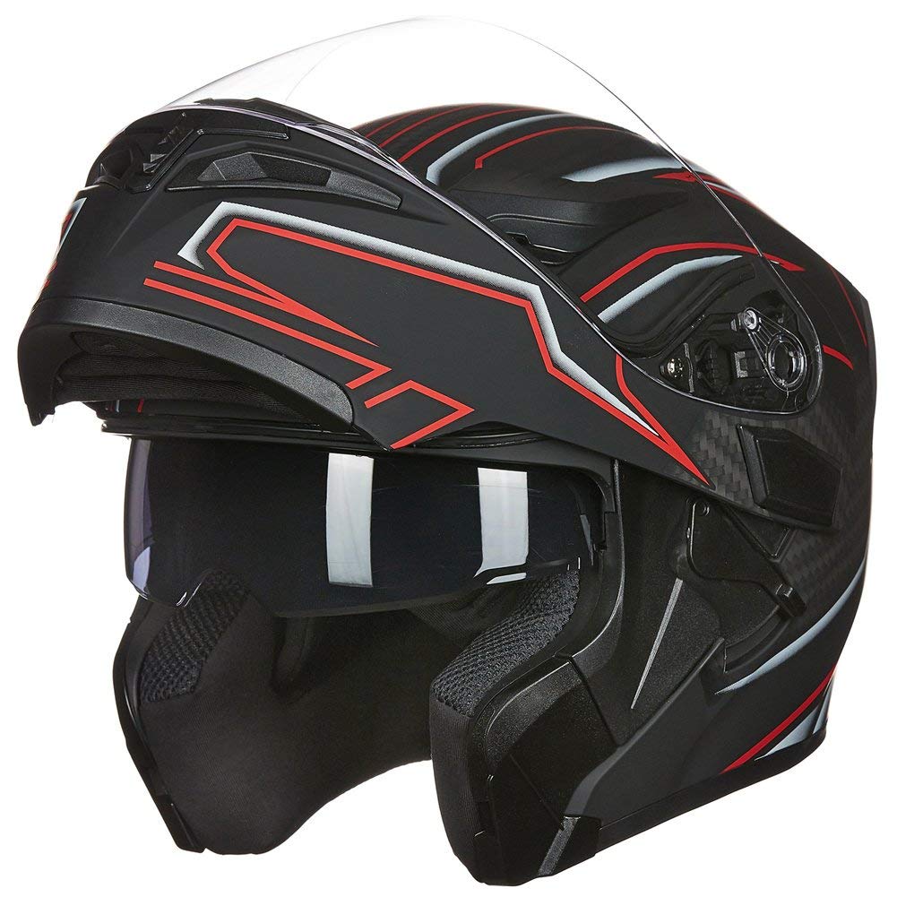 ILM Motorcycle Dual Visor Flip Up Modular Full Face Helmet - DOT Approved - 6 Color Options (Model 902) - Perfect for Commuting, Touring & Street Riding