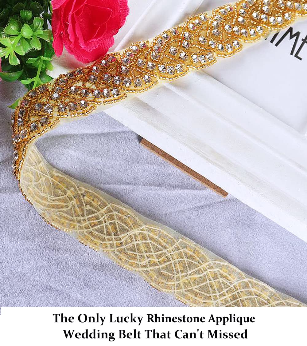 Sparkling Crystal Rhinestone Wedding Belt - 1 Yard Beaded Sash for Bridal Gowns & Flower Girl Dresses | Elegant Dress Trim for Weddings, Prom & Special Occasions