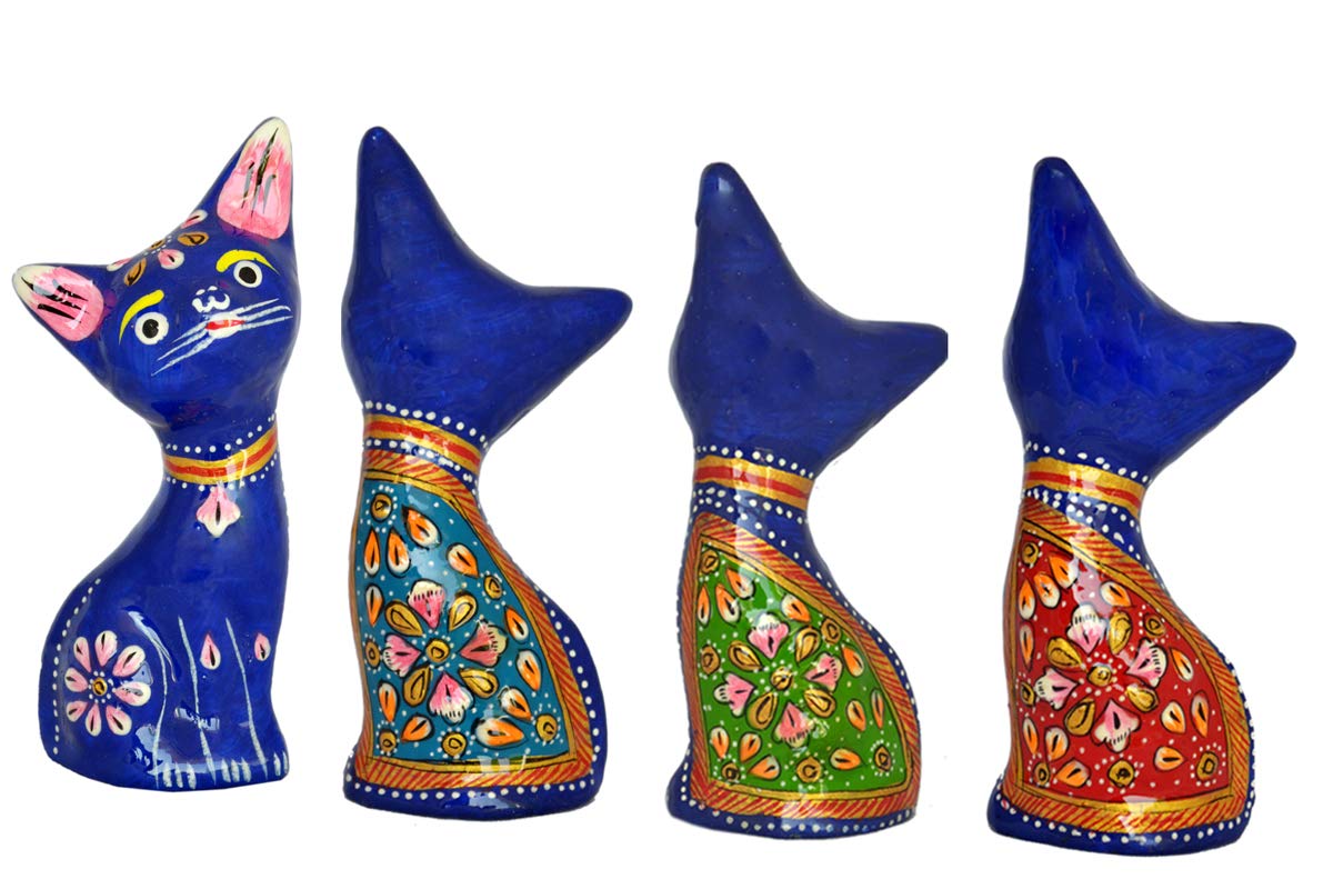 ETROVES Handmade 4 Inch Metal Cat Figurine Statue - Cute Collectible Cat Lover Gift for Women - Desk & Shelf Decor for Home & Office - Perfect for Cat-Themed Decorations, Birthday Gifts & Workspace Accents