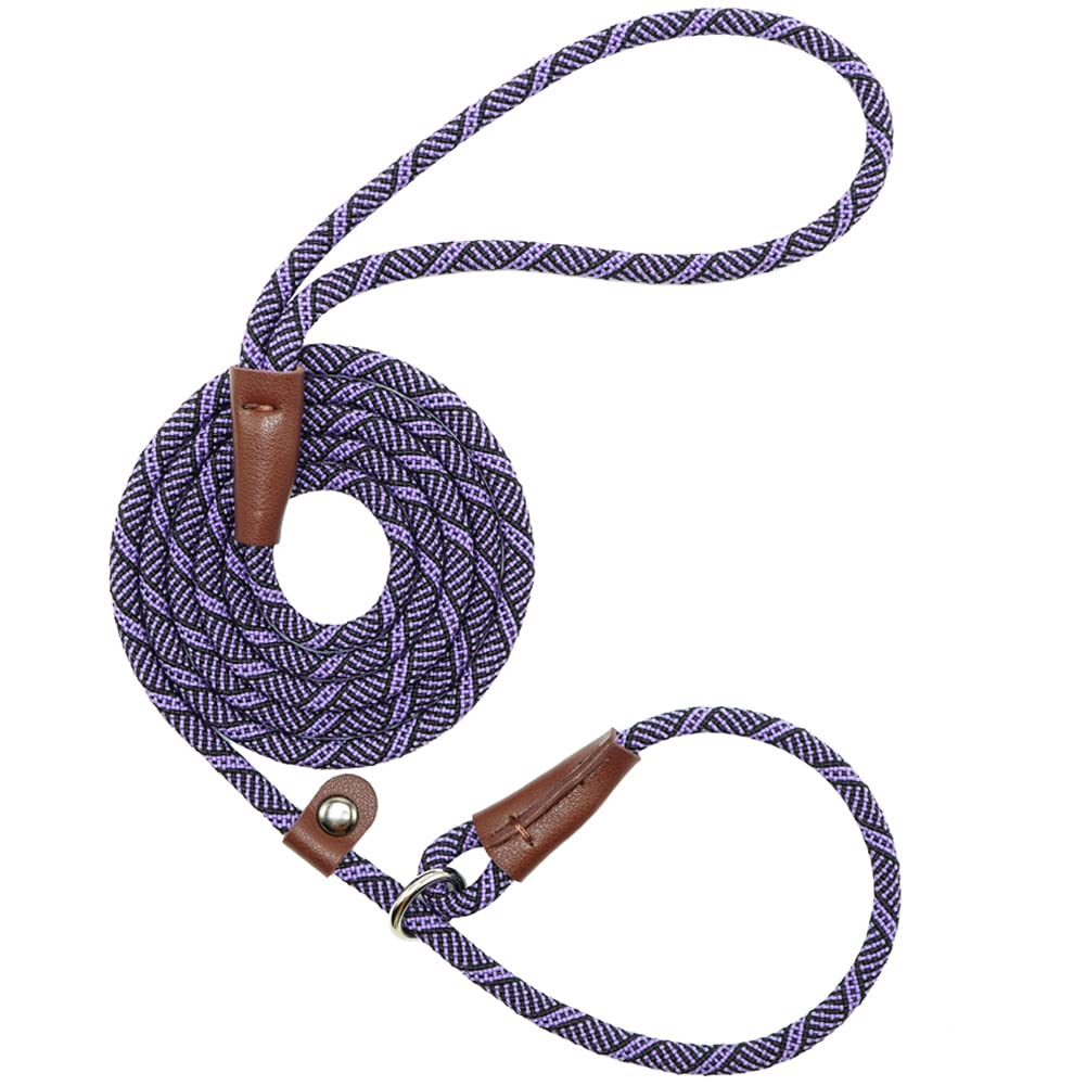 7FT Slip Lead Dog Leash - 1/4 Inch Nylon Rope Training Lead for Small & Medium Dogs - No Pull Control - Purple - Perfect for Walking, Training & Outdoor Adventures