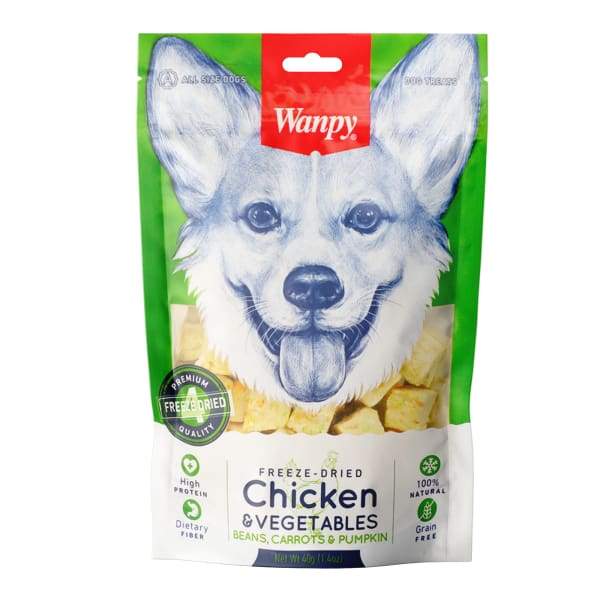 Premium Wanpy Freeze-Dried Chicken & Vegetables Dog Treats - 40g Natural Protein Snacks for Training, Rewards & Dental Health - Perfect for Small & Medium Breeds