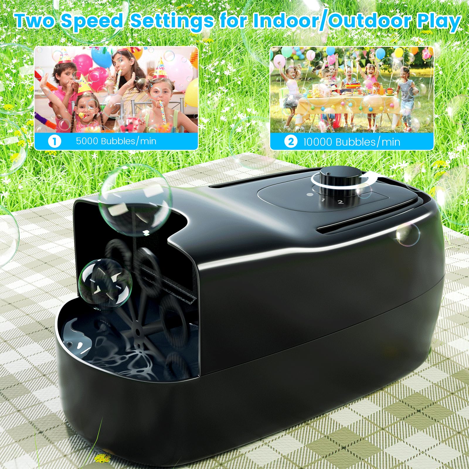 Best Bubble Machine for Kids - Automatic Electric Bubble Blower Maker with 500+ Bubbles Per Minute - Portable Party Decorations for Weddings, Birthdays & Outdoor Events - Fun Summer Toy for Backyard, Park & Pool Parties