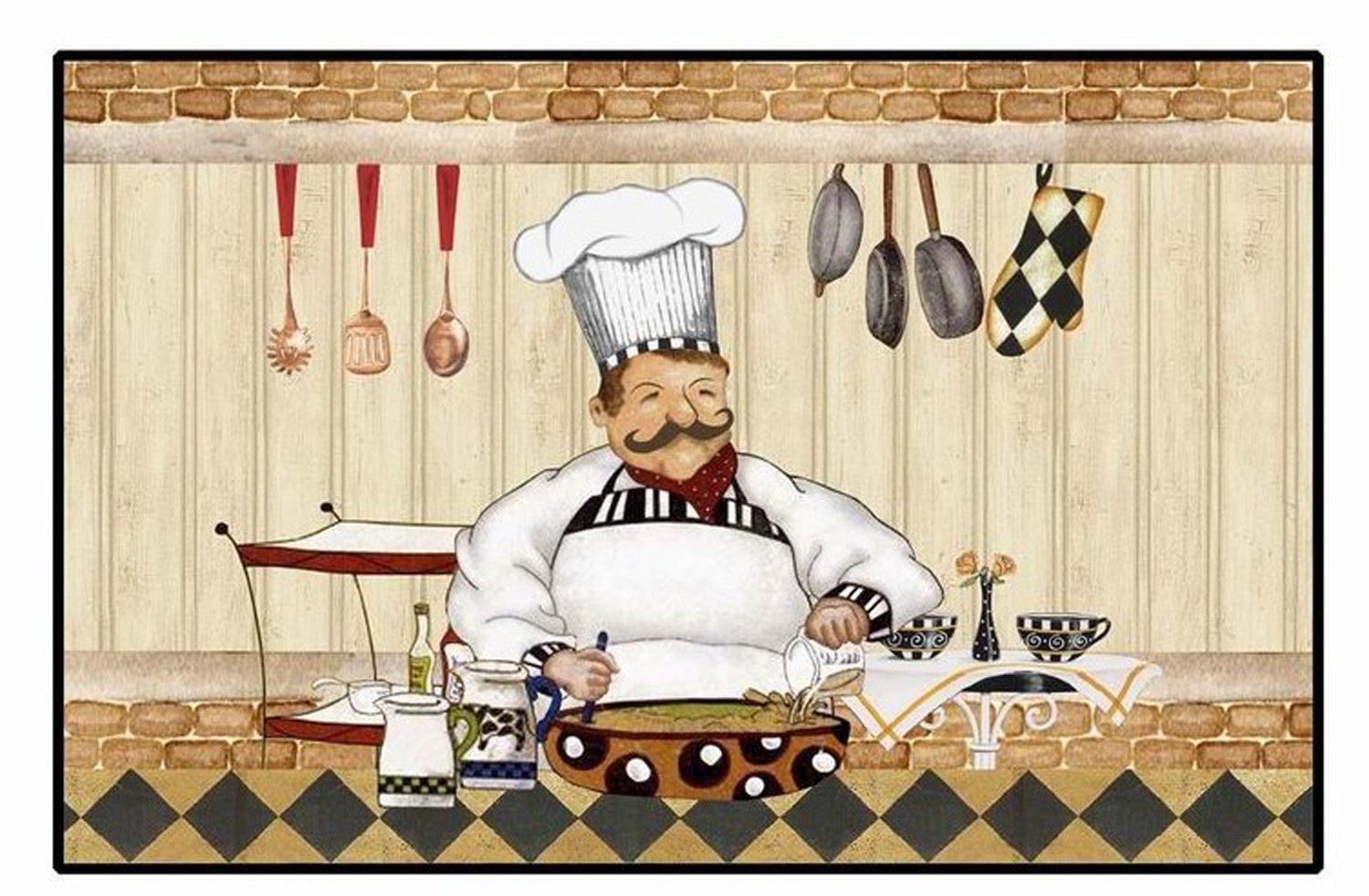 Non-Slip Kitchen Rug 18x28 Inches - Chef Design Bath Mat for Bathroom & Kitchen, Water Absorbent & Durable - Perfect for High Traffic Areas, Sink & Stove Side