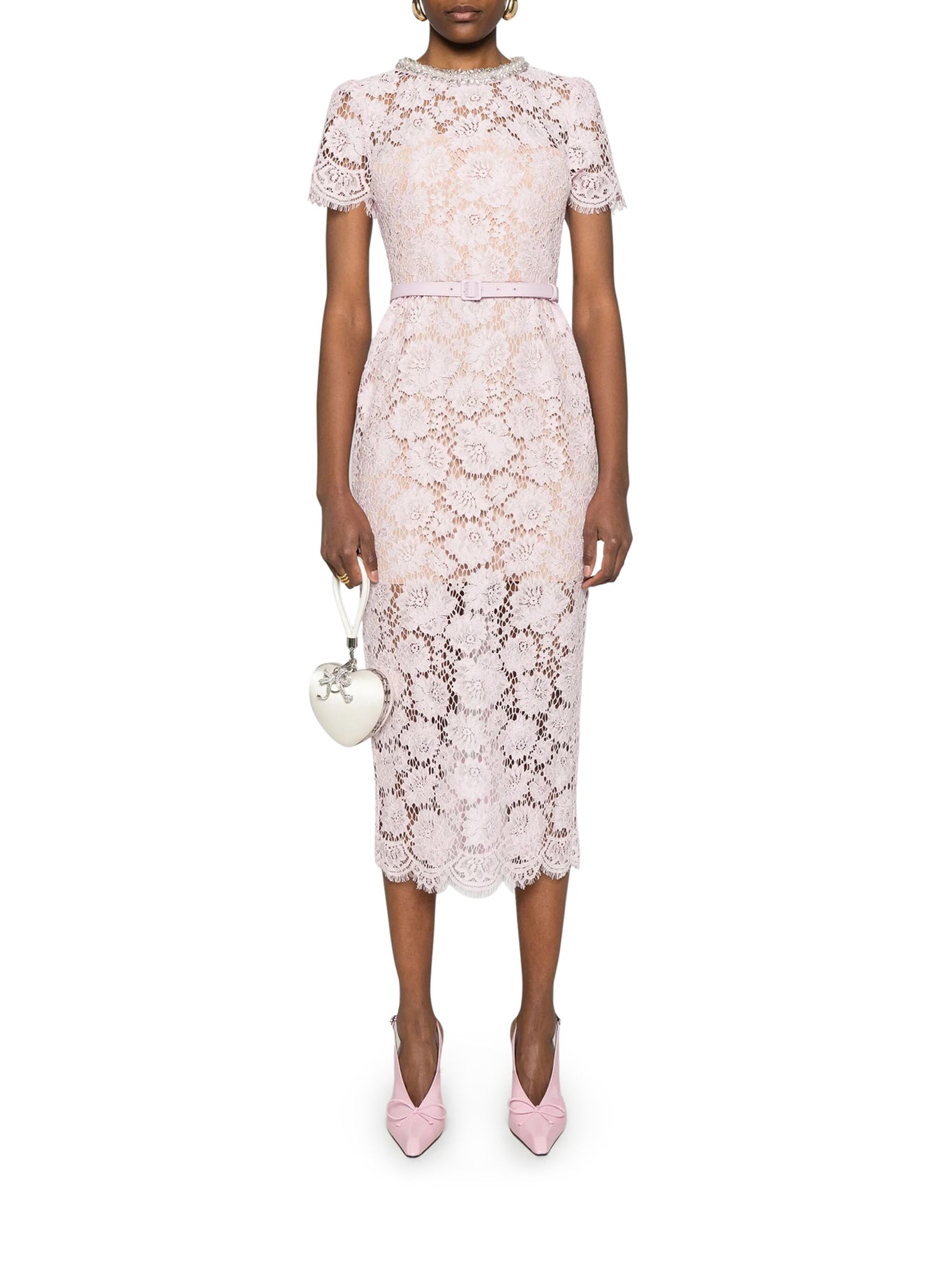 Elegant Lace Midi Dress with Adjustable Belt - Perfect for Weddings, Parties & Special Occasions