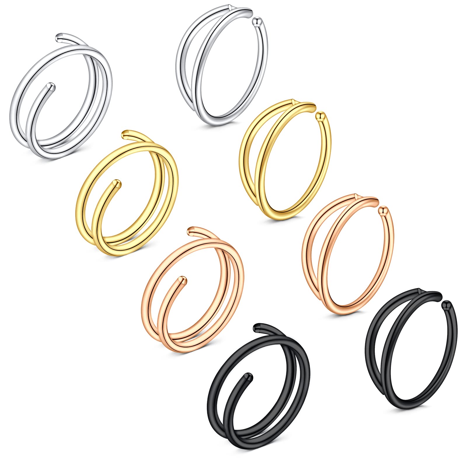 Double Nose Ring Hoop for Single Piercing - Spiral Nose Rings for Women | Longita 14K Gold Plated Double Loop Nose Jewelry - Perfect for Everyday Wear & Special Occasions