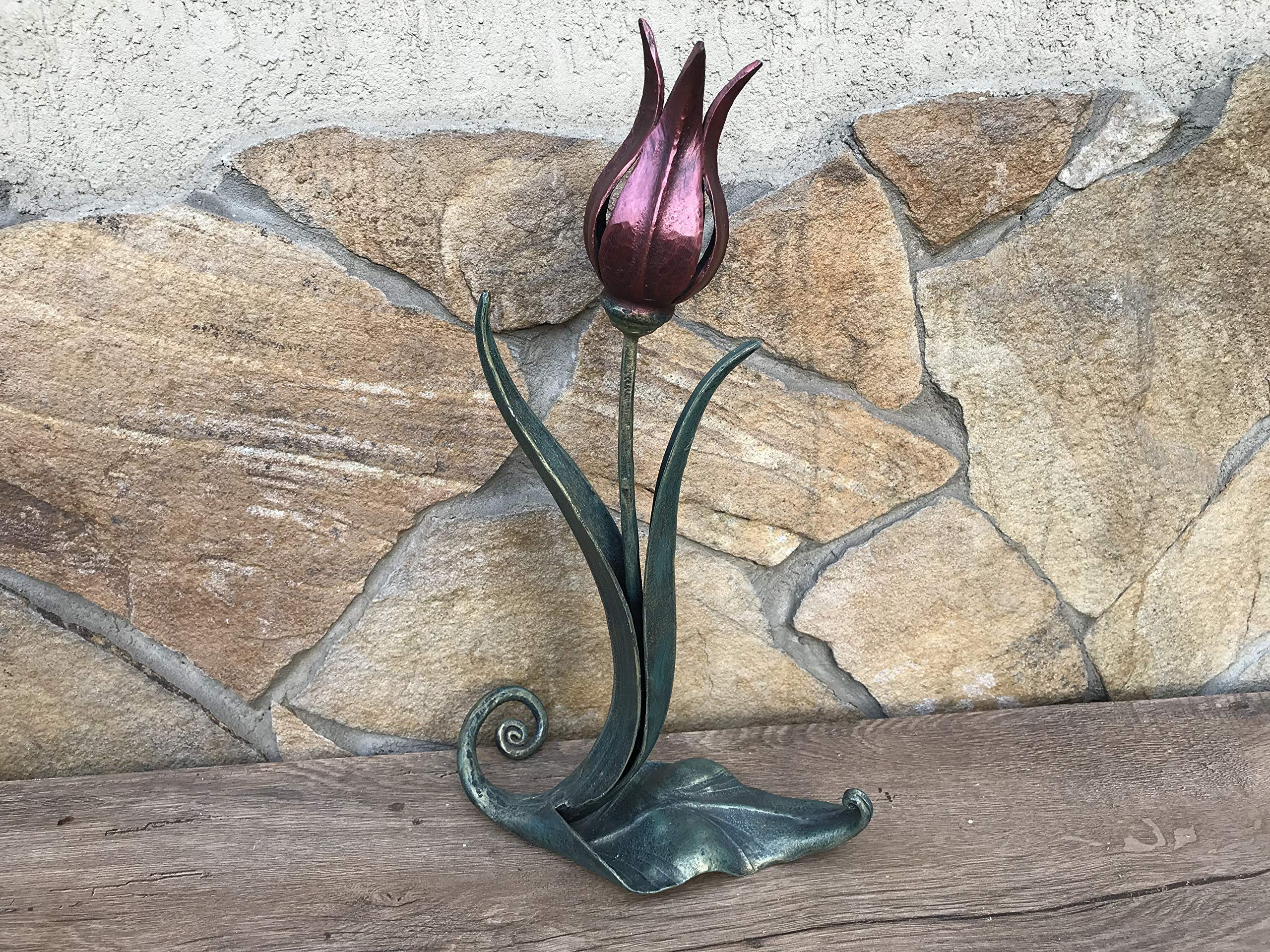 Hand-Forged Iron Tulip Flower - Unique 6th Anniversary & Mother's Day Gift for Her - Elegant Home Decor & Thoughtful Present for Special Occasions