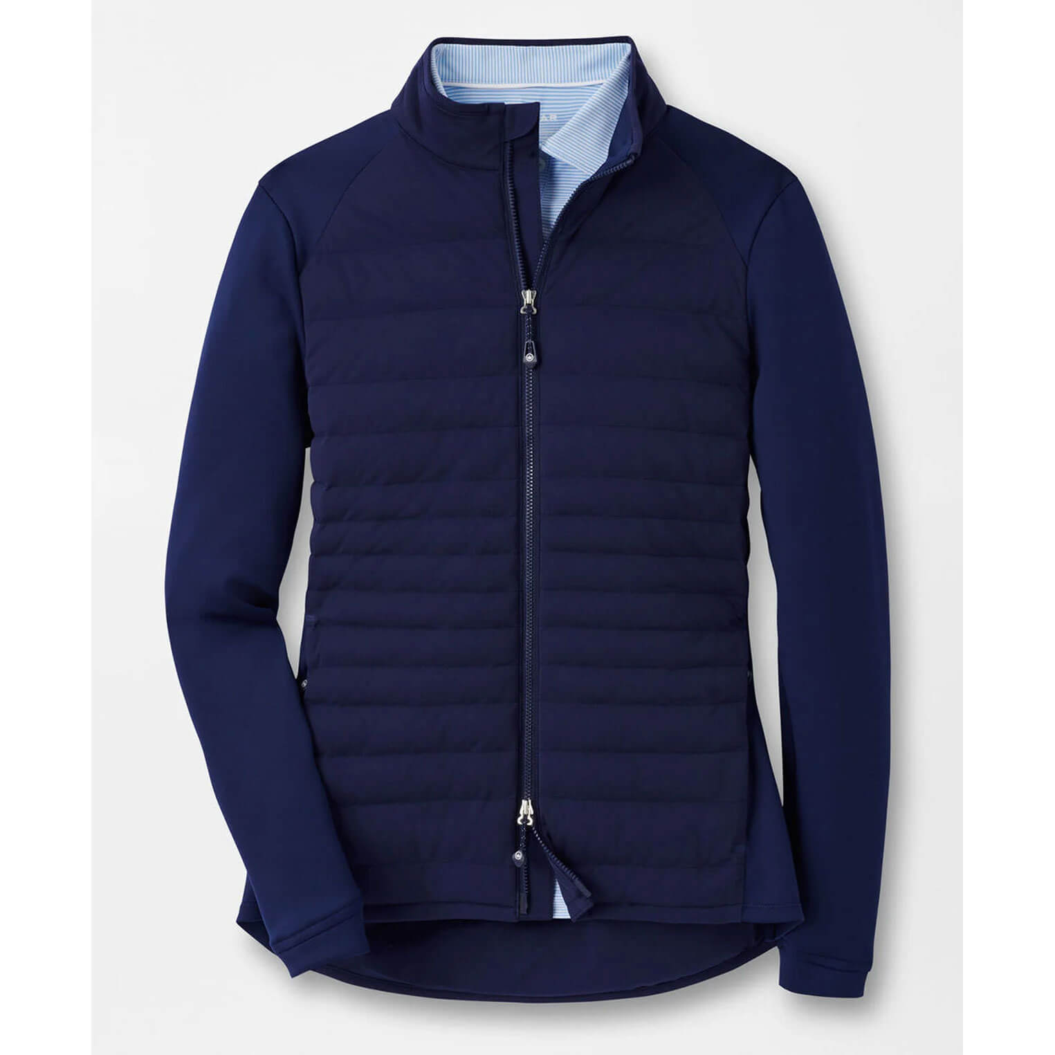 Peter Millar Women's Merge Hybrid Jacket - Lightweight Water-Resistant Windbreaker for Golf, Travel & Outdoor Activities (Navy Blue)
