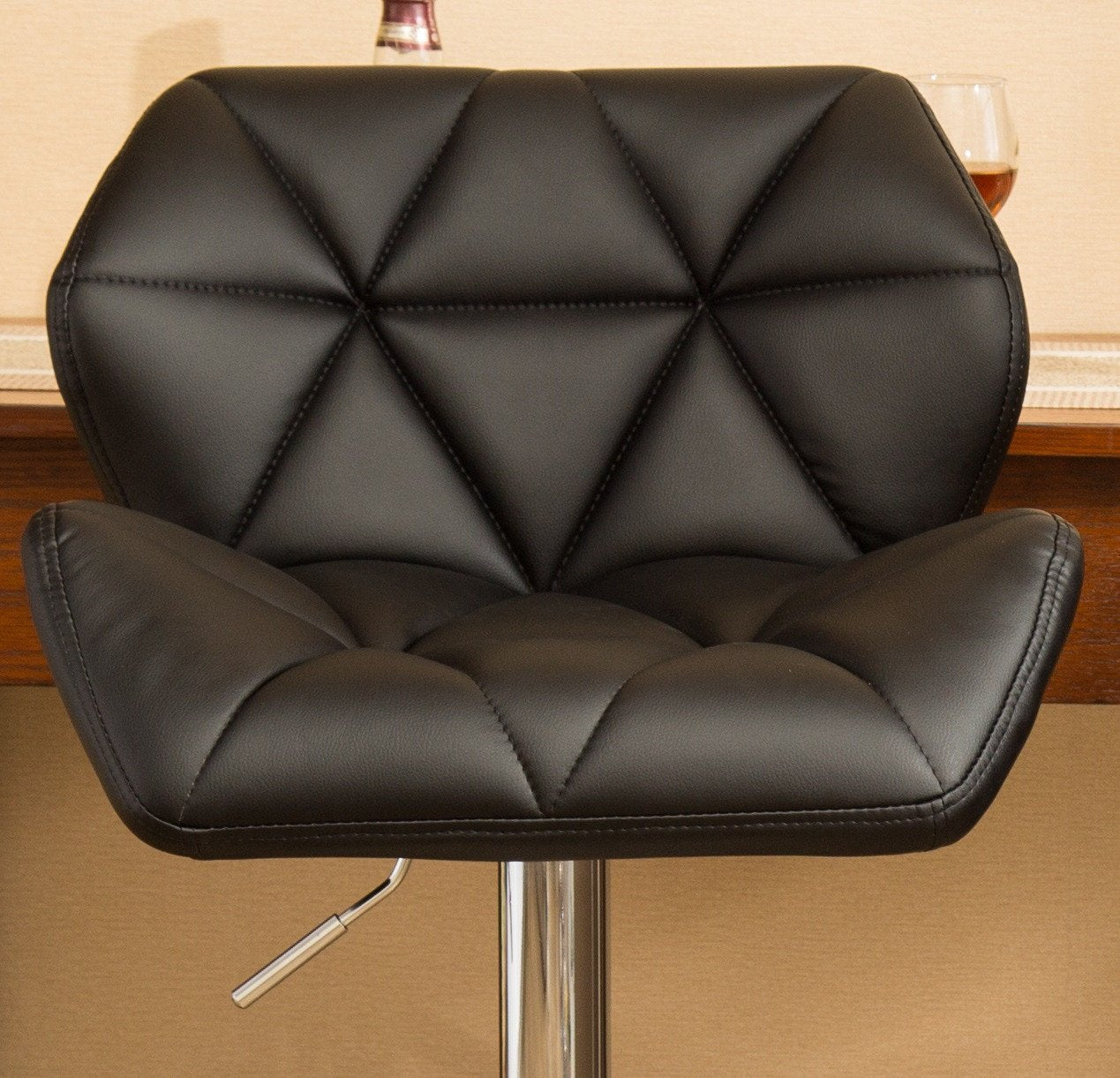 Roundhill Furniture Glasgow Contemporary Tufted Adjustable Height Hydraulic Bar Stools, Black, Set of 2 - Perfect for Kitchen Islands, Home Bars & Modern Dining Areas