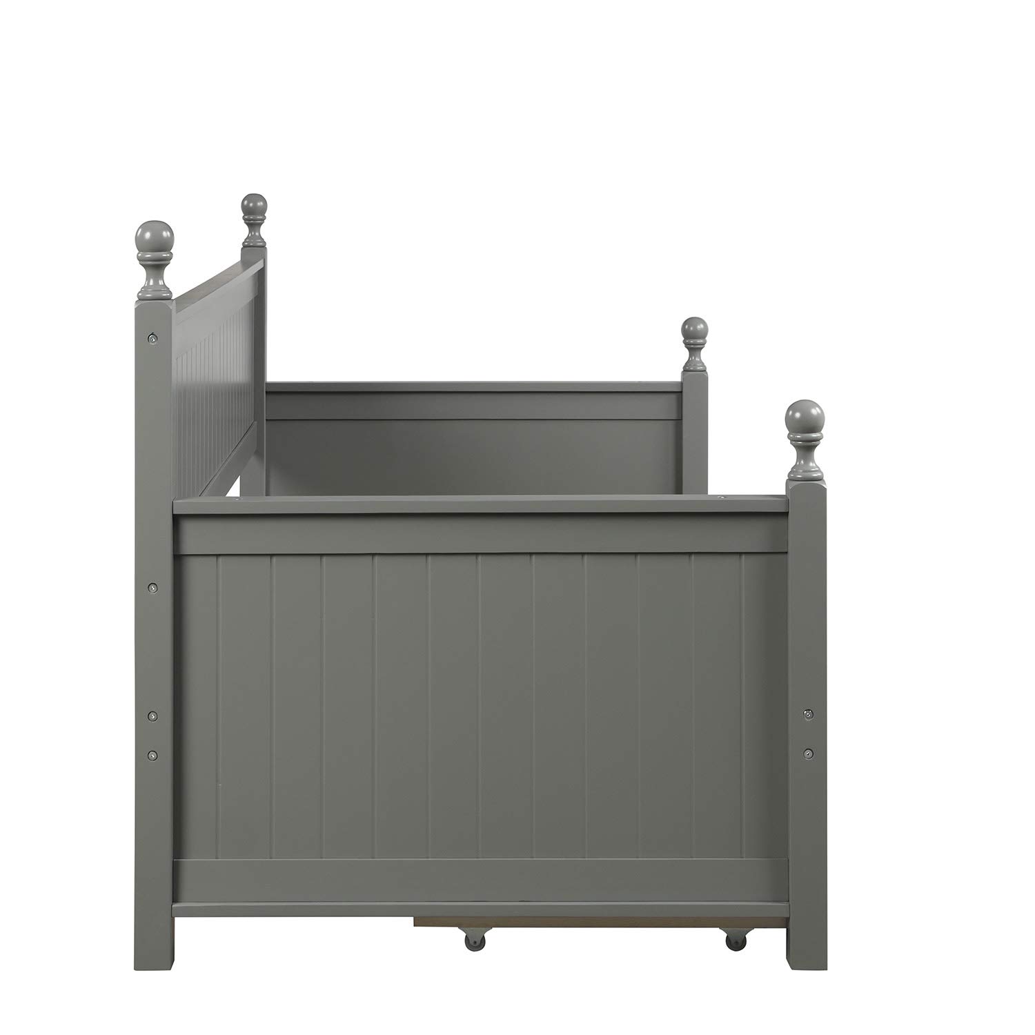SOFTSEA Modern Twin Daybed with Storage Drawers - Sturdy Wood Bed Frame with Backrest & Mattress Foundation for Kids, Teens & Adults - Space-Saving Gray Daybed for Guest Rooms, Dormitories & Small Apartments