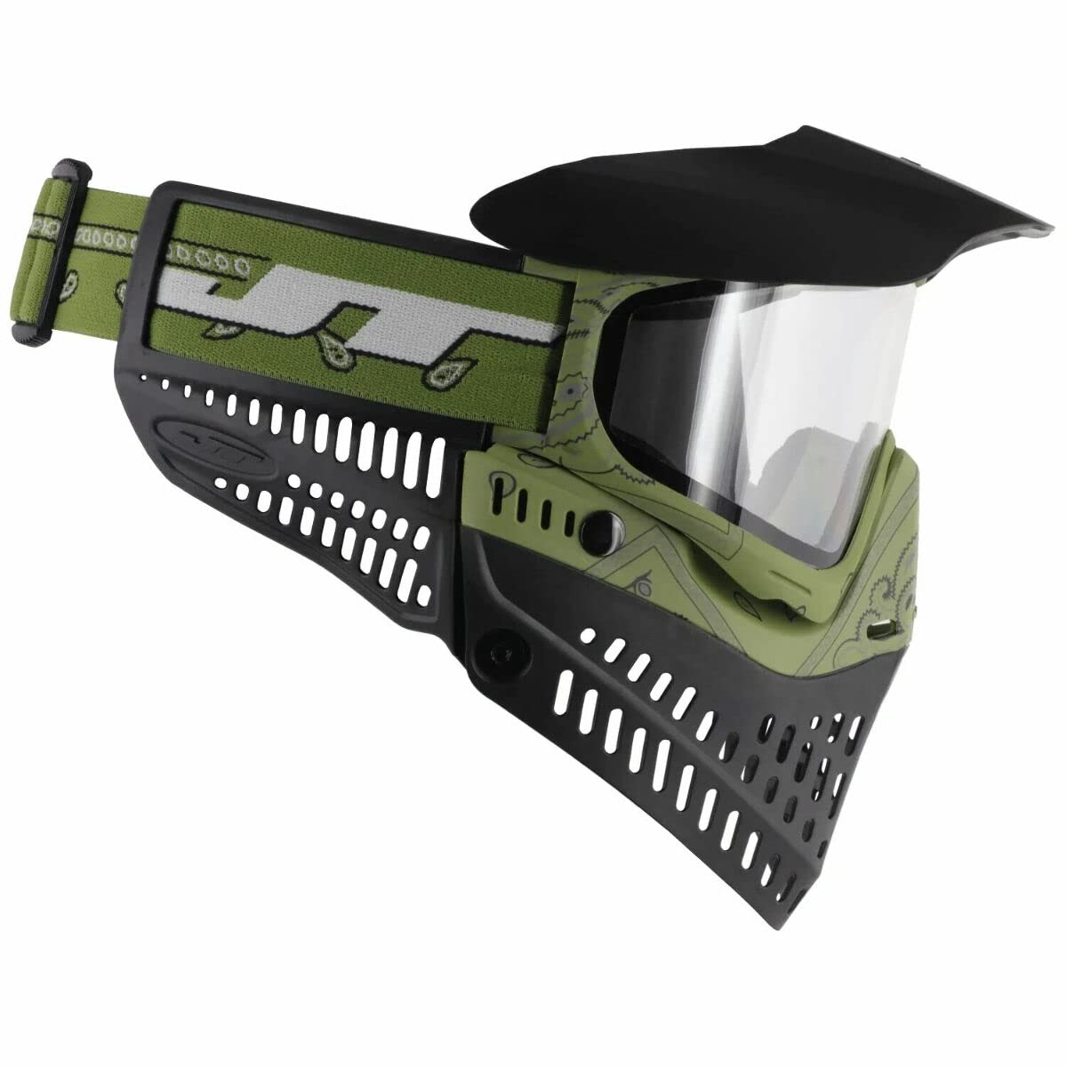 JT Proflex Goggles LE Bandana Olive with Clear & Smoke Lenses - Tactical Paintball & Airsoft Protective Eyewear for Outdoor Sports & Extreme Activities