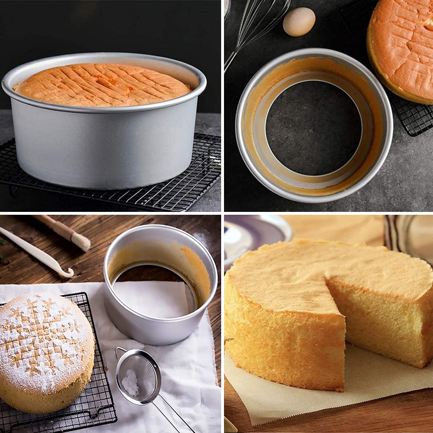 8 Inch Round Cake Pan - Non-Stick Baking Pan with Removable Bottom, Durable Aluminum Cheesecake & Chiffon Cake Mold for Perfect Baking | Ideal for Home Bakers, Birthday Cakes & Dessert Making