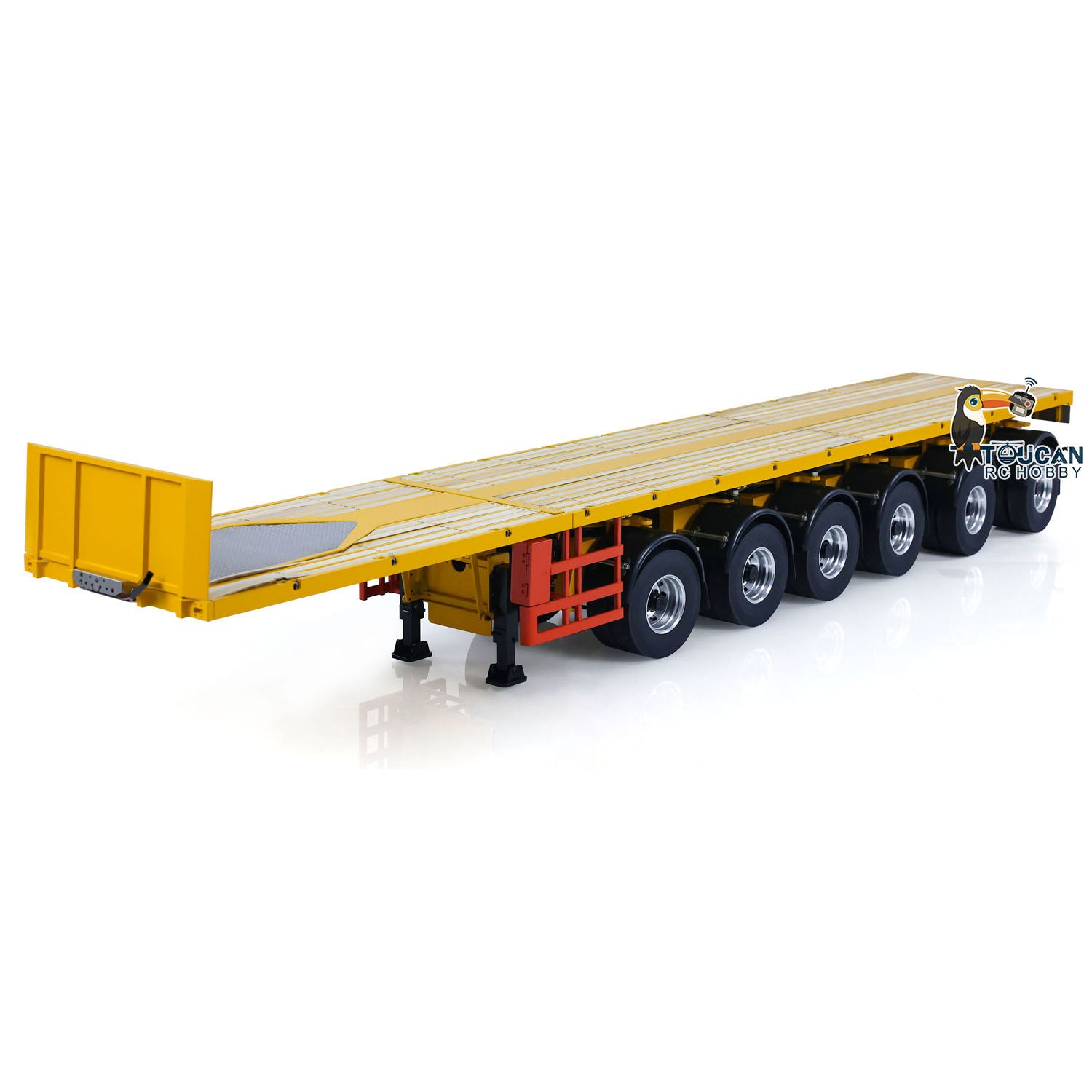 NOOXION 1/14 Scale 6-Axle Metal RC Flatbed Trailer for Remote Control Tractor Trucks - Heavy Duty DIY Model Car Parts for Hobbyists & Collectors - Perfect for RC Construction Scenes & Trucking Simulations
