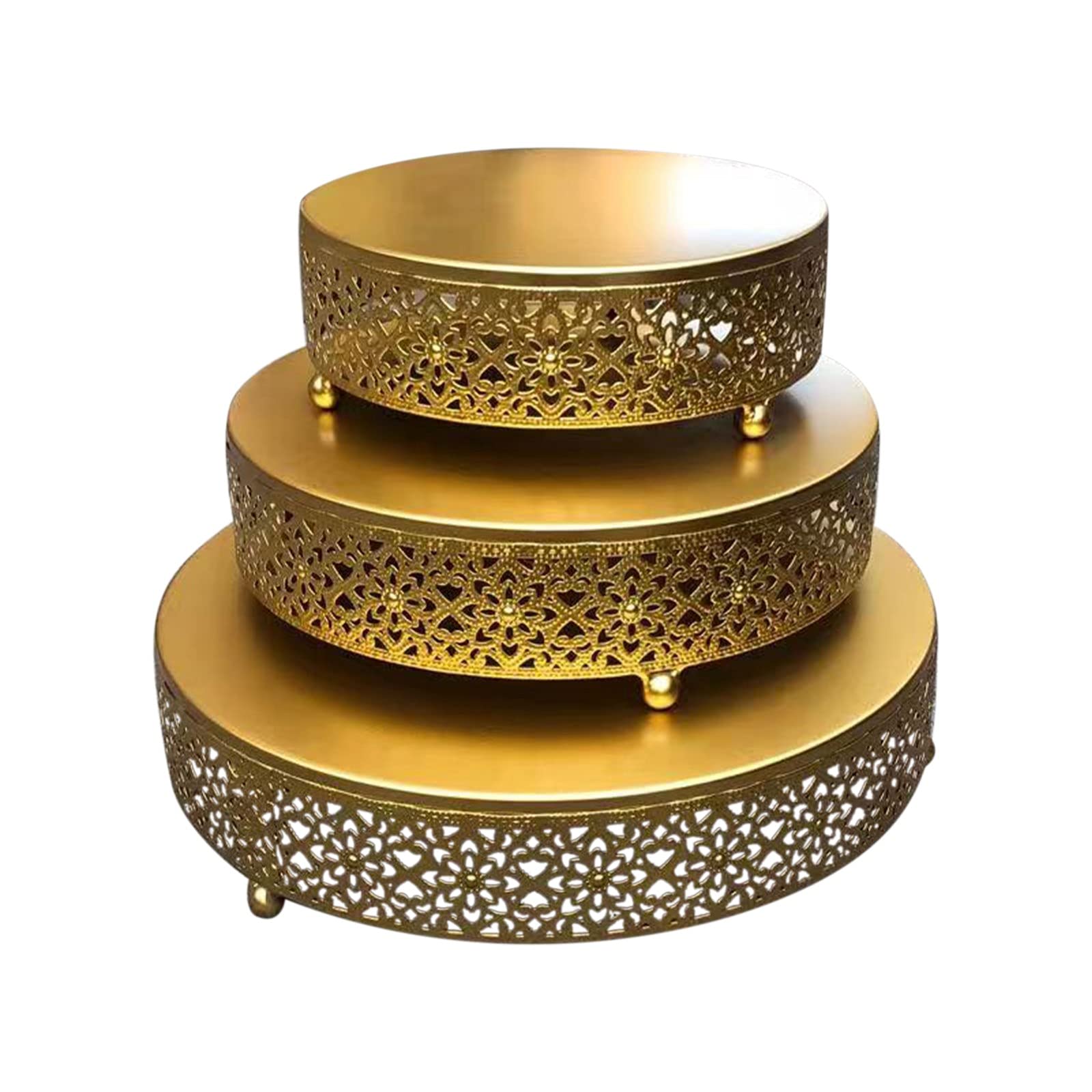 3-Piece Metal Cake Stand Set for Wedding, Birthday & Party Dessert Displays - Round Candy Pastry Cupcake Holder - Rustproof & Easy Clean - Perfect for Dessert Tables, Buffets & Event Decor