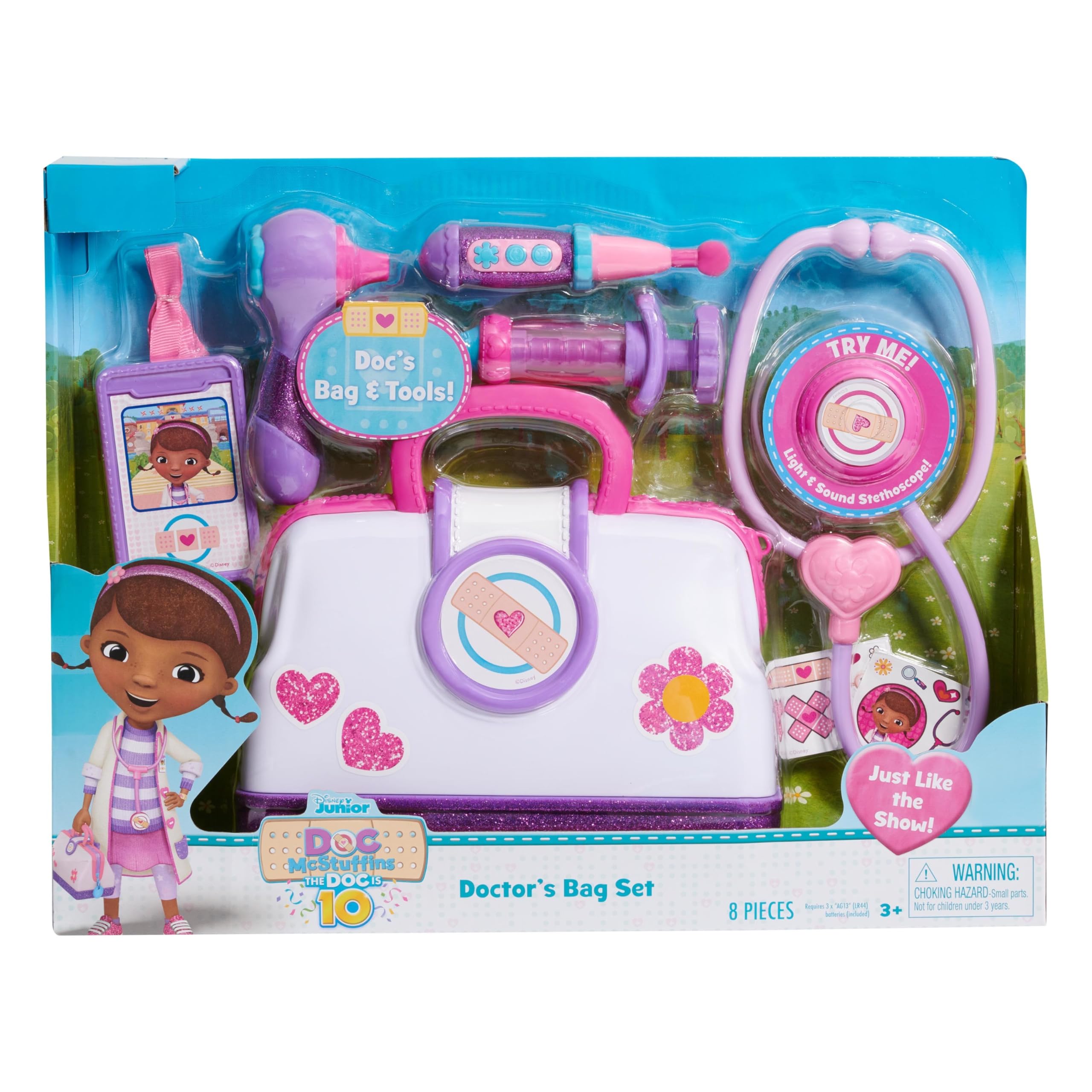 Disney Junior Doc McStuffins 7-Piece Pretend Play Doctor Kit - Officially Licensed Toy Hospital Set for Kids Ages 3+ | Dress Up & Role Play for Preschoolers | Perfect for Birthday Gifts & Imaginative Play
