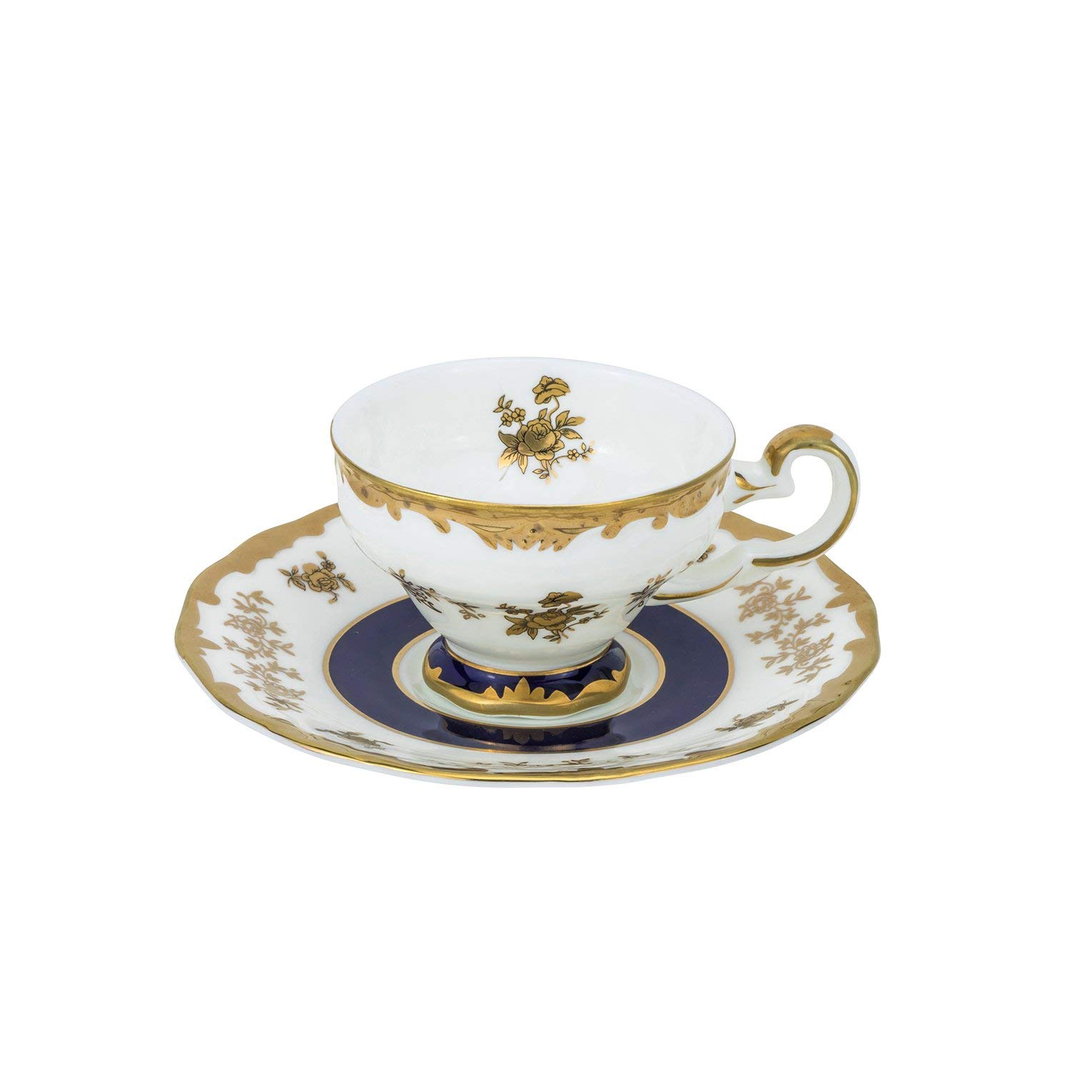 Royalty Porcelain 12-Piece Miniature Espresso Coffee Set - Elegant White with Gold Floral Design for Afternoon Tea, Bridal Shower & Home Decor