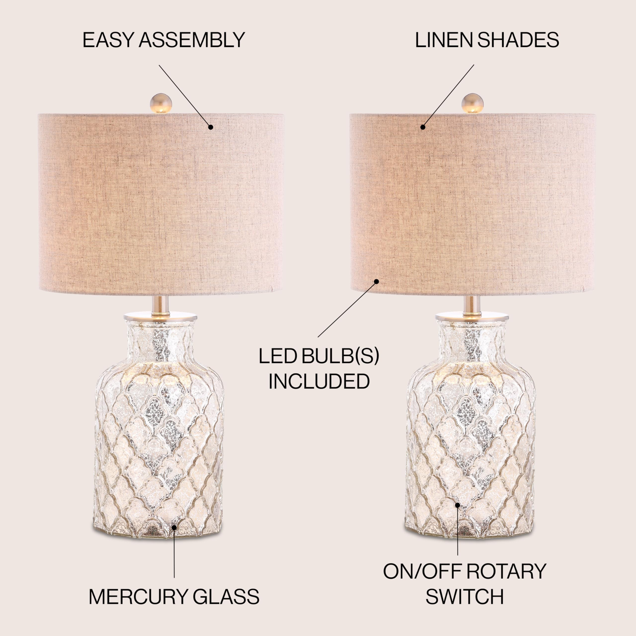 JONATHAN Y JYL1075A-SET2 Set of 2 Modern LED Glass Table Lamps - 24.5