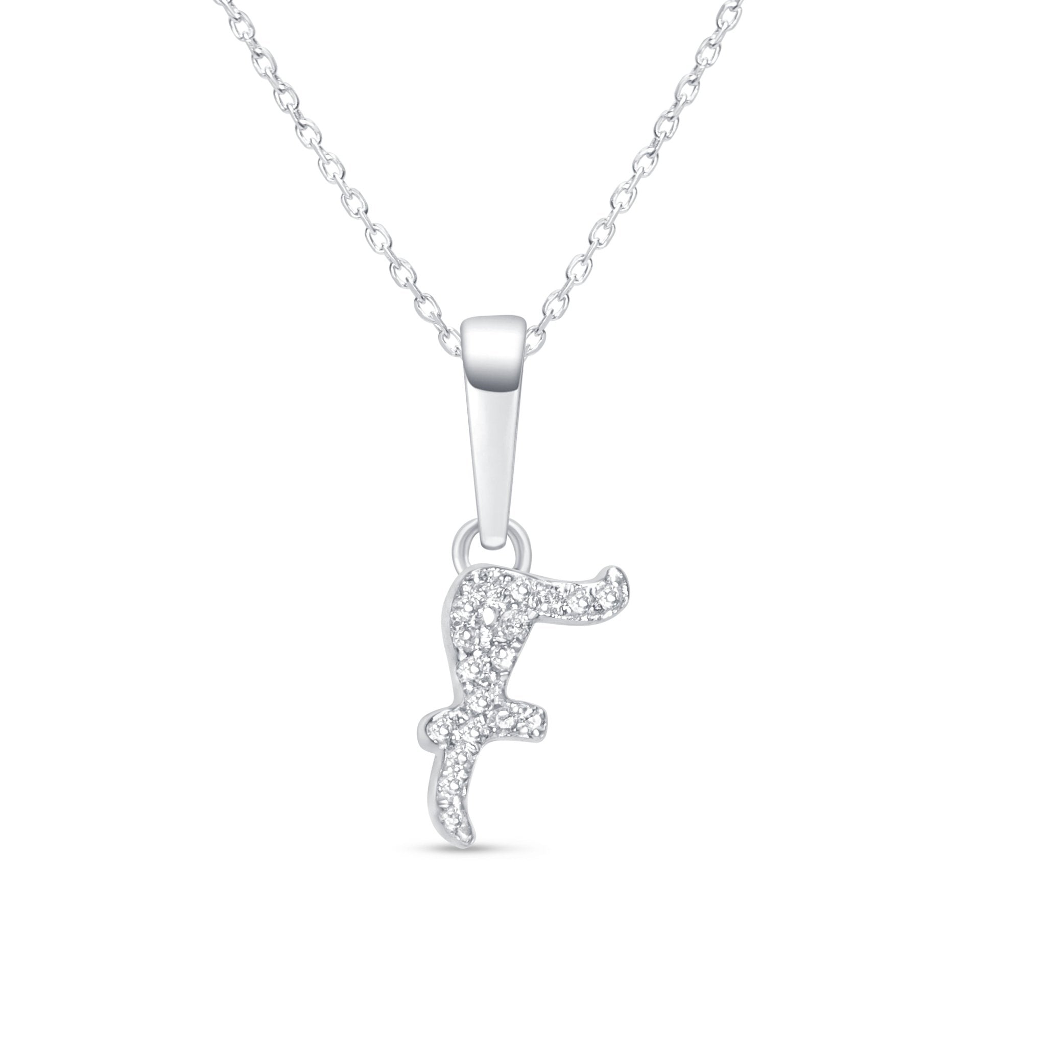 14K White Gold Cursive Diamond Initial Necklace - Personalized Name Pendant for Women | Elegant Gift for Birthday, Anniversary & Valentine's Day | Perfect for Everyday Wear & Special Occasions