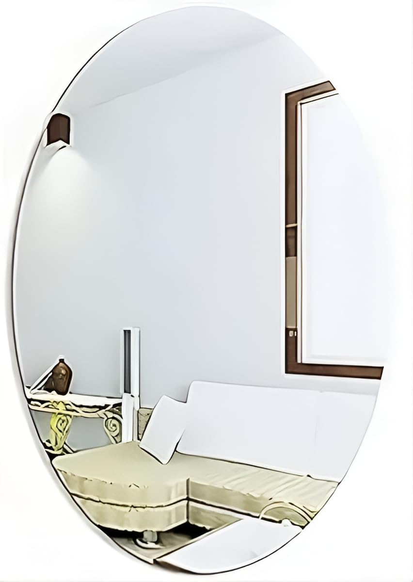 HUBTURE Oval Adhesive Wall Mirror Stickers - 20 x 30 cm Unbreakable Plastic Mirror Decals for Bathroom, Bedroom & Living Room - 2 Pack - Perfect for Home Decor, Vanity Makeup & Space Enhancement