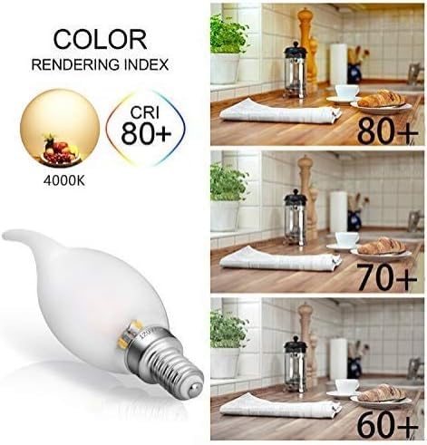 Dimmable LED Candelabra Light Bulbs - 3 Pack, 40W Equivalent, E12 Base, 4000K Daylight White, Frosted Finish for Ceiling Fan & Chandelier - Perfect for Dining Room, Bedroom, and Home Decor Lighting