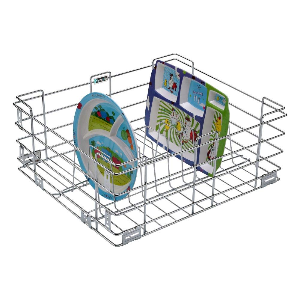 SmartSlide 6-Pack Stainless Steel Modular Kitchen Organizer - Plate Basket, Cutlery Tray, Cup Stand & Utensil Holder for Drawers & Countertops (15x20 Inch) | Perfect for Kitchen Storage, Pantry Organization & Small Space Solutions