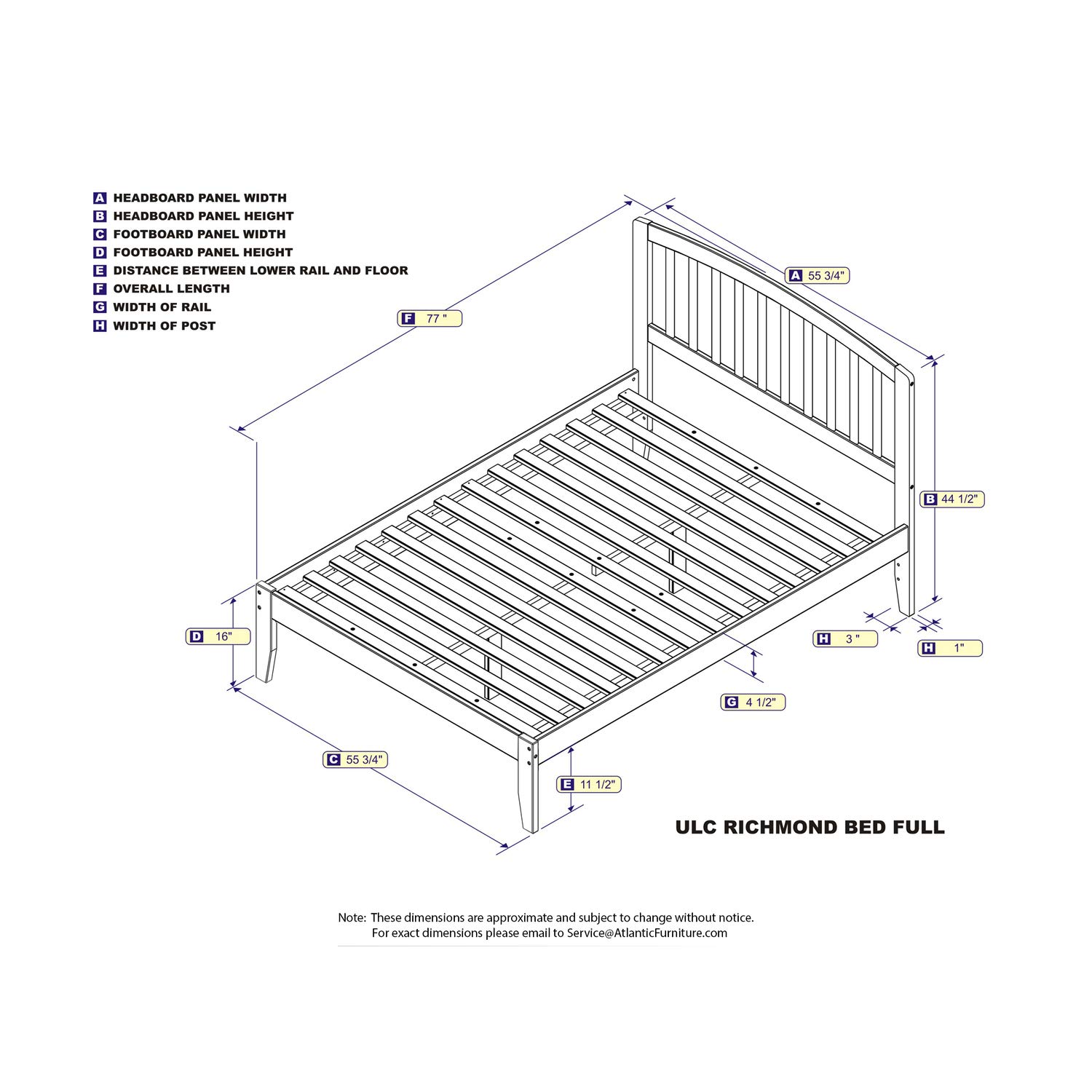 AFI Richmond Full Platform Bed Frame with USB Charging Ports - Modern Grey Wooden Bed for Small Spaces - Perfect for Apartments, Dorms & Guest Rooms