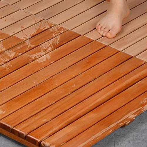 Waterproof Wooden Bath Mat 40x70cm - Non-Slip Shower Floor Mat for Bathroom, Spa, Sauna, Indoor & Outdoor Use - Natural Wood Bathroom Rug for Tub, Shower Board, Durable and Sturdy Design