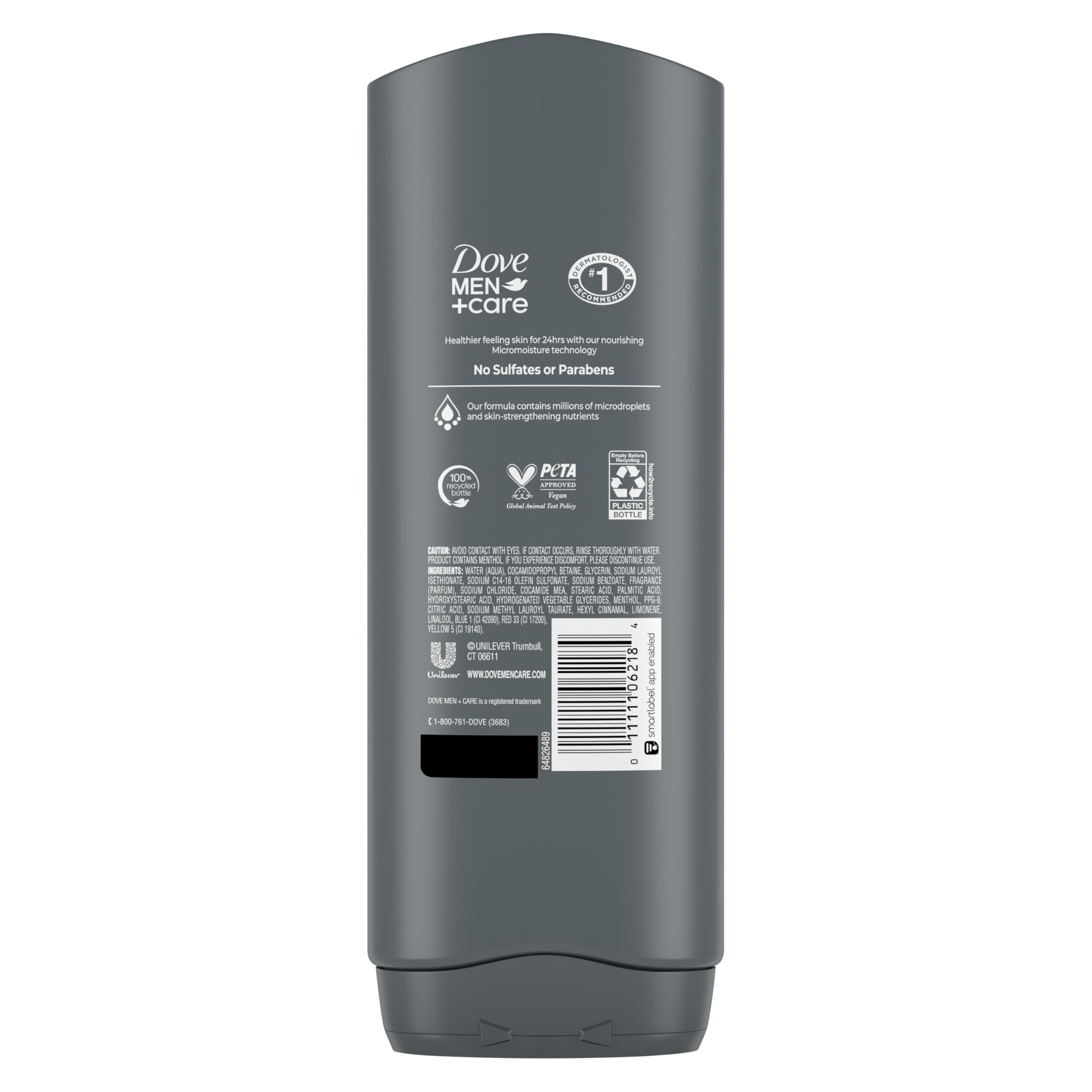 Dove Men+Care Refreshing Extra Fresh Body and Face Wash for Men - 24-Hour Hydration with Micromoisture Technology - 18 oz - Perfect for Post-Workout, Gym & Daily Shower Routine