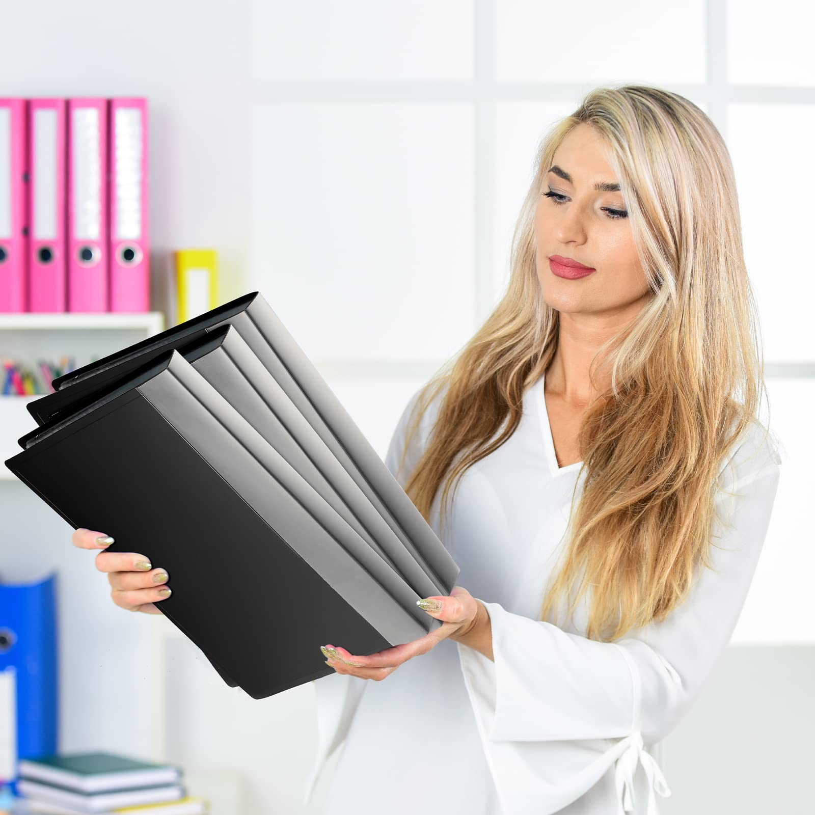 10-Piece Black Portfolio Binder Set with 30 Plastic Sleeves & 60 Pages - A4 Document Presentation Folder for Artwork, School Projects, Business Reports & Office Organization