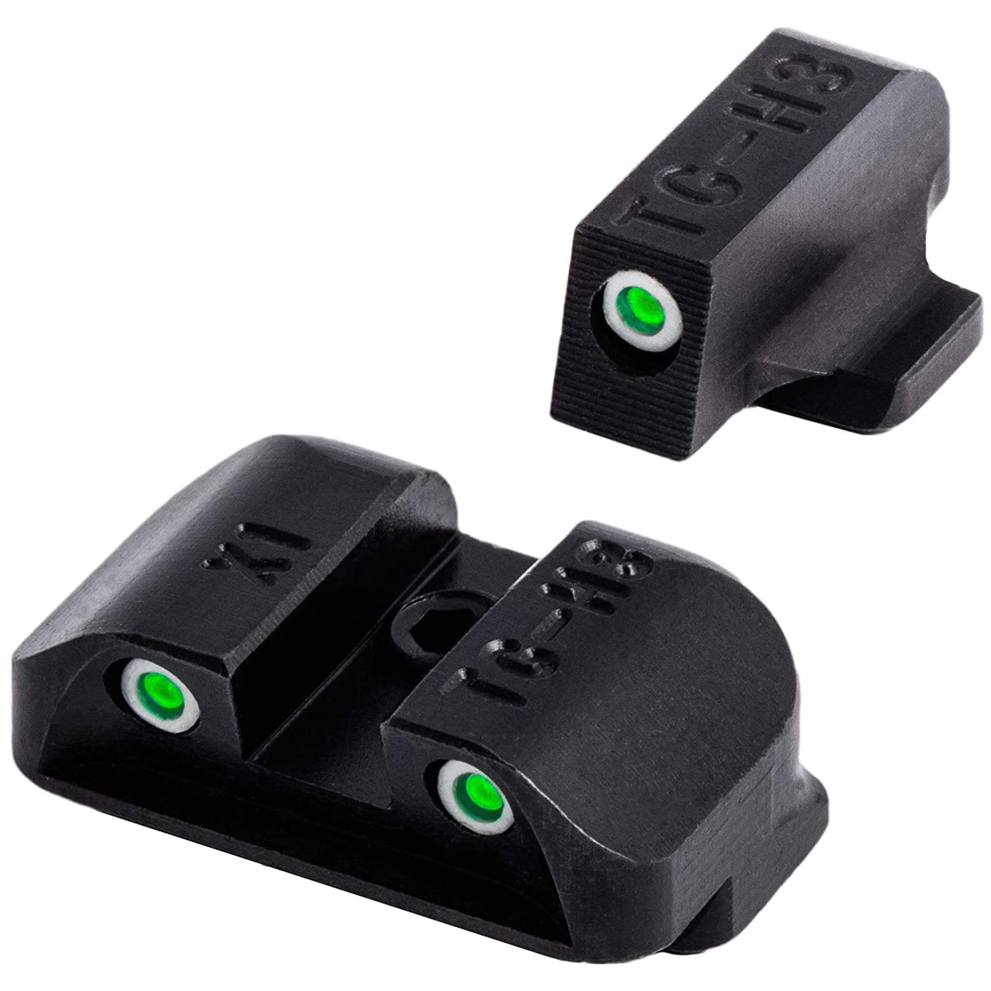 TRUGLO Tritium Handgun Night Sights - Front & Rear Green Glow Dots with White Rings for Springfield XD XDM XDS Pistols (3 Pack) - Perfect for Low Light Shooting, Home Defense & Tactical Training