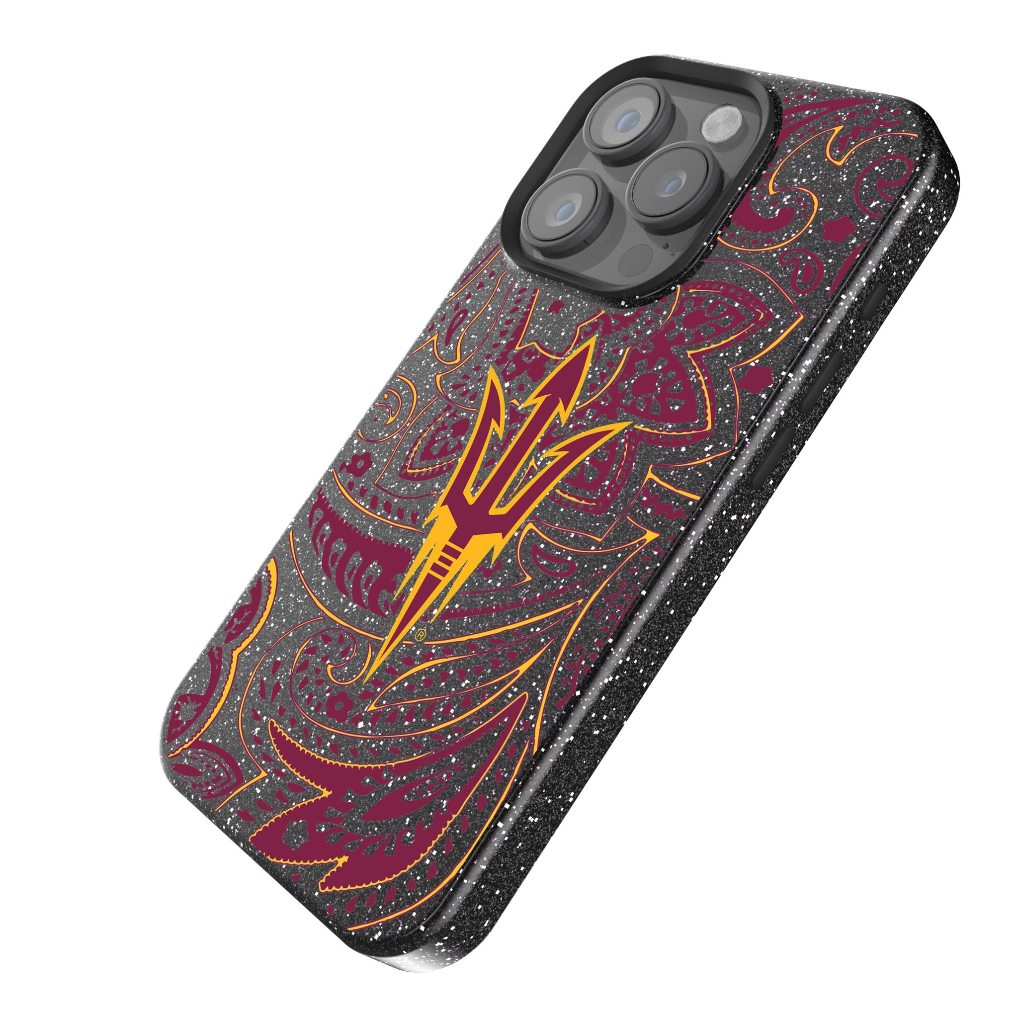 Arizona State University Sun Devils Paisley Bling Phone Case for iPhone & Samsung - Stylish Glitter Design for College Fans & Game Day