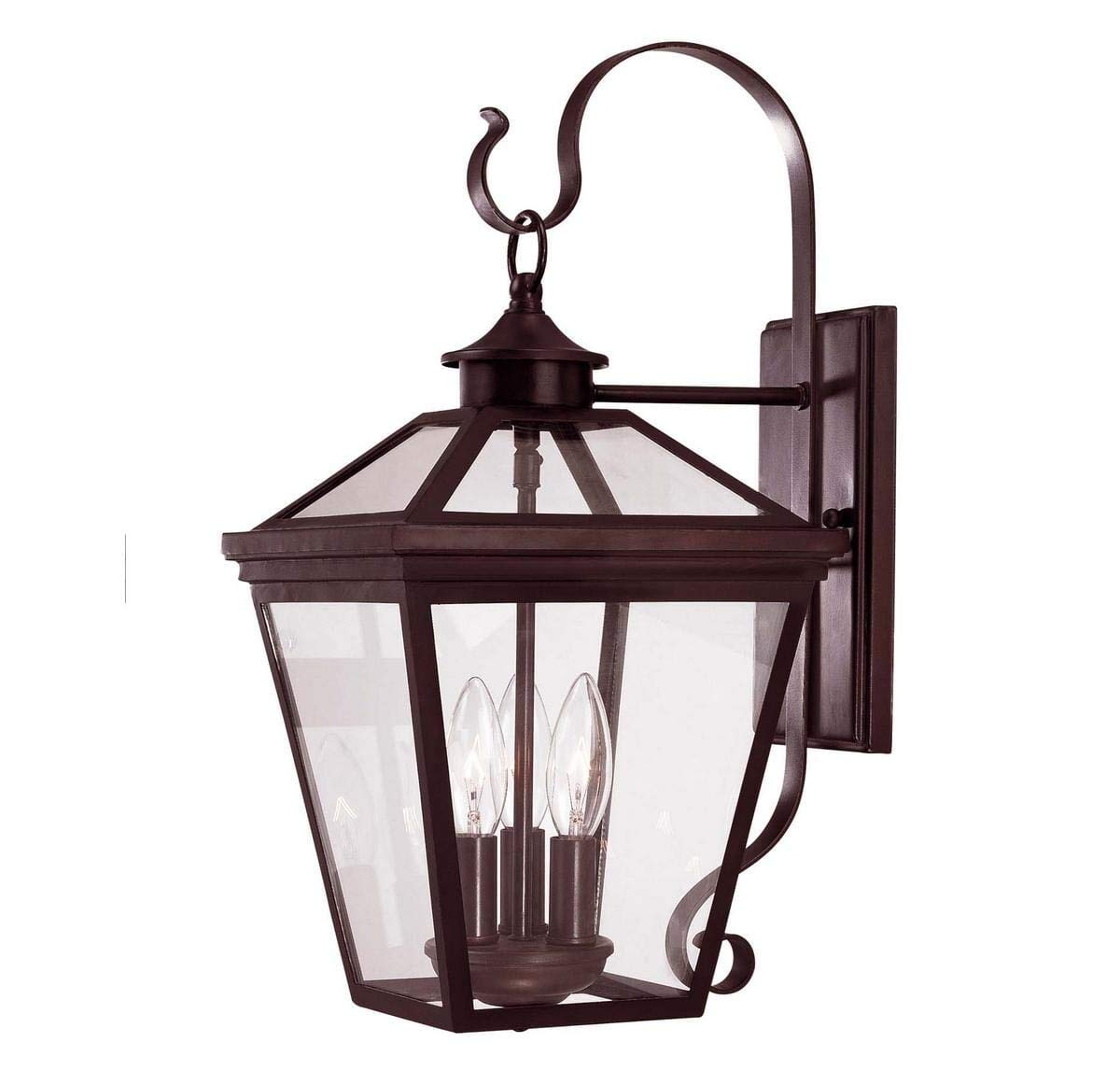 Trade Winds Bluffton 3-Light Outdoor Lantern in Oil Rubbed Bronze - Weatherproof Wall Sconce for Porch, Patio, and Garden Lighting
