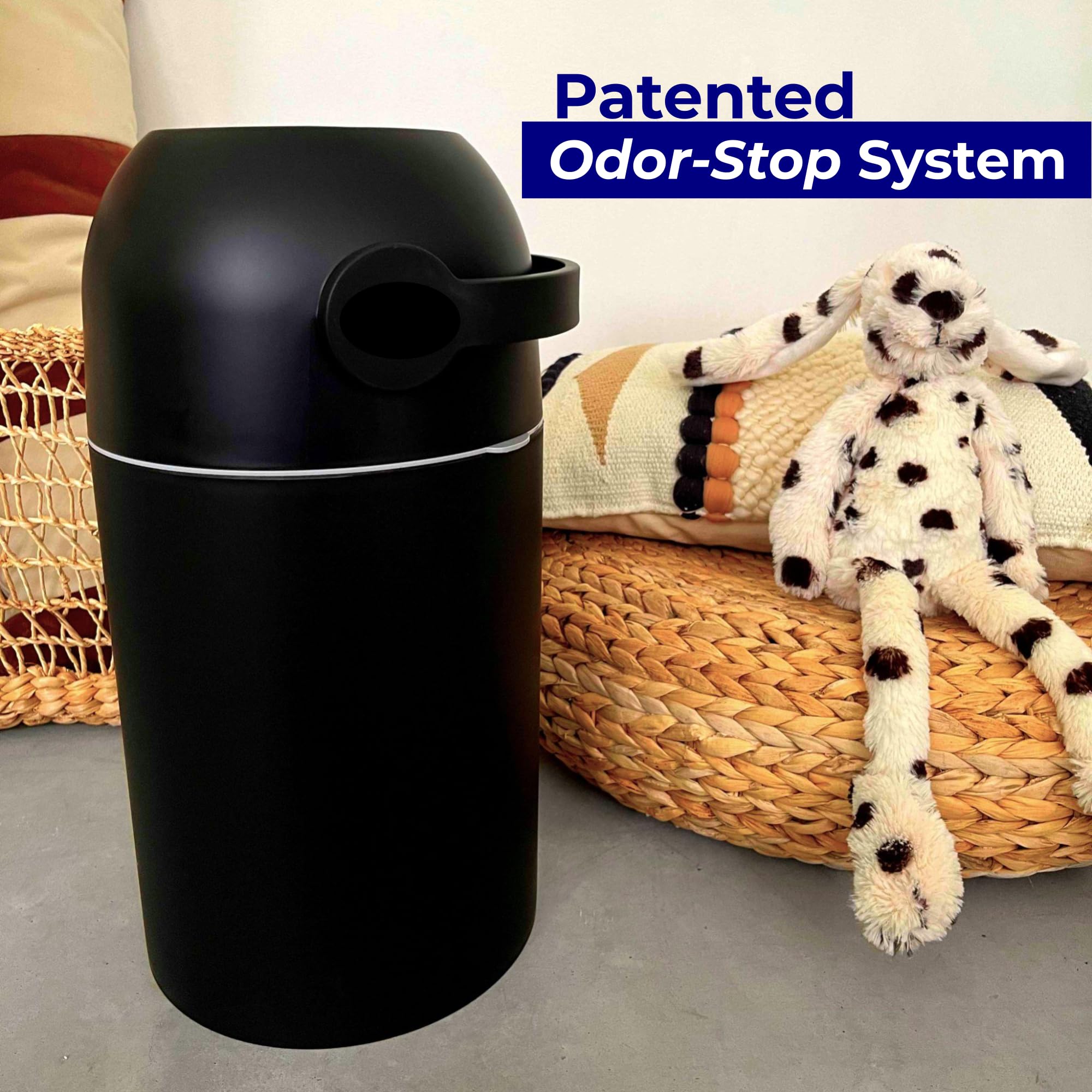 Magic Baby Diaper Pail with Patented Odor-Lock Technology - One-Hand Operation, Universal Bag Compatibility - Includes 1 Roll of Bags (Cobalt Blue) - Perfect for Nursery, Daycare & Travel Use