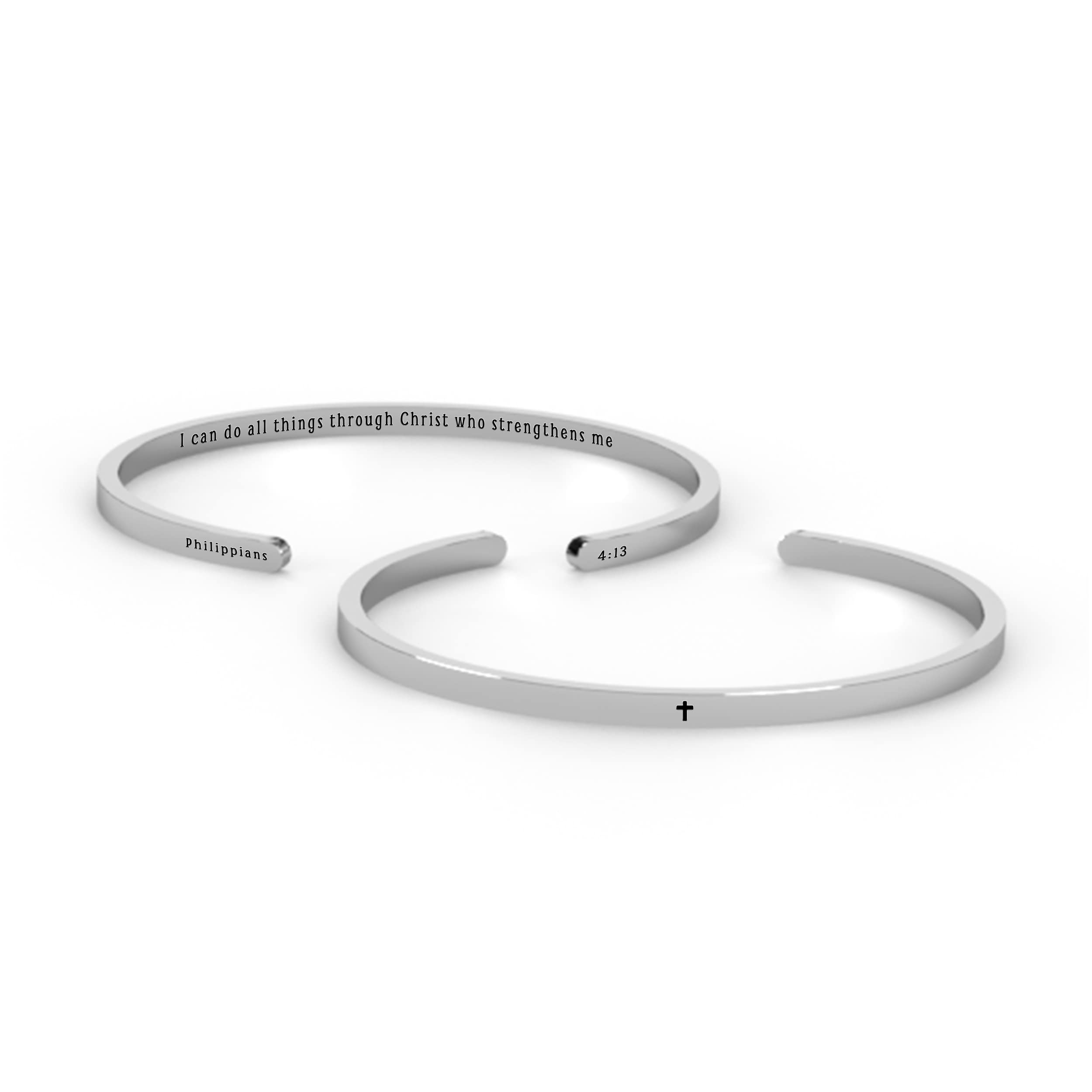Christian Cross Bracelet for Women - Bible Verse Jewelry Gift for Mom, Wife, Teens - Inspirational Cuff Bangle for Daily Faith