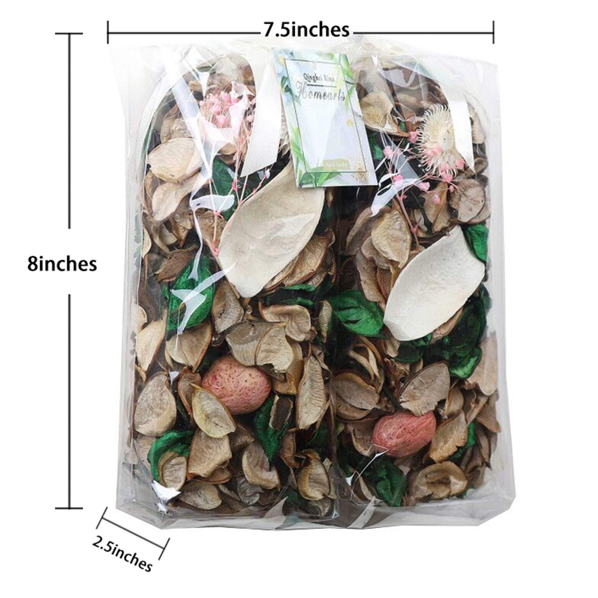 Qingbei Rina White Potpourri Bags - Jasmine Scented Bowl Filler, Spring Decorative Dried Flower Petals for Home Fragrance Sachets | 8.4oz/2 Bags | Perfect for Bathroom Decor, Living Room Aromatherapy & Wedding Centerpieces