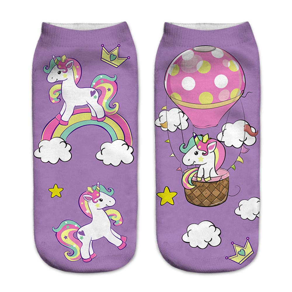 Benefeet Women's Funny Sloth & Unicorn Ankle Socks - 3D Printed Novelty Low Cut Socks for Women - Perfect Gift for Girls, Crazy & Cute Socks for Work, Gifts, Parties & Everyday Wear