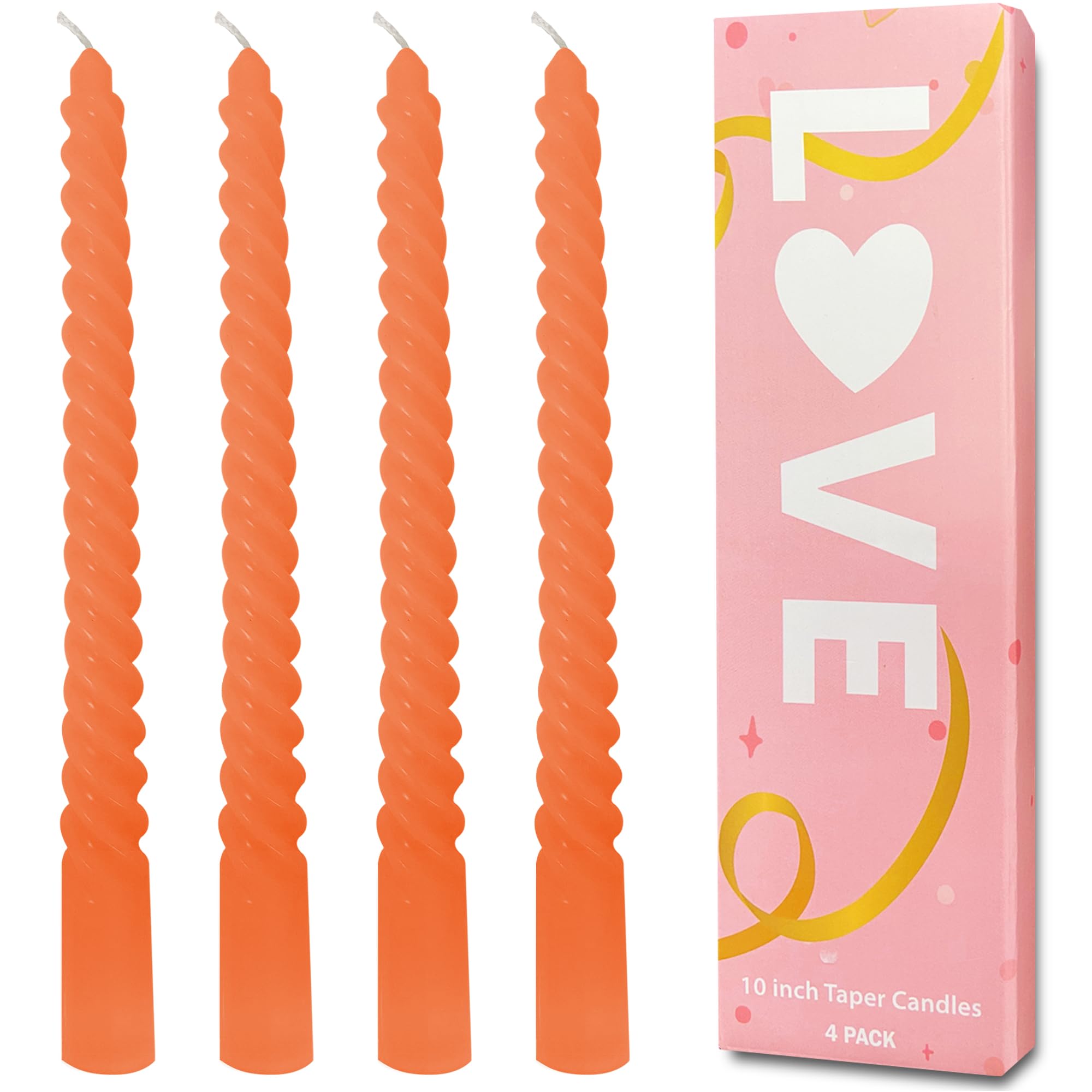 Orange Spiral Taper Candles Set of 4 - 10