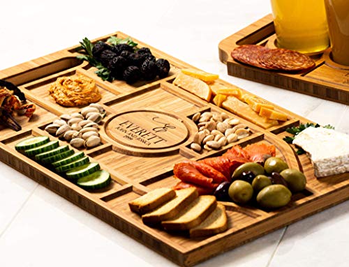 Personalized Charcuterie Boards - 4 Unique Styles & Gift Sets | Left Coast Original (Set of 4, Espresso Finish) - Perfect for Wine Parties, Cheese Tasting & Charcuterie Displays