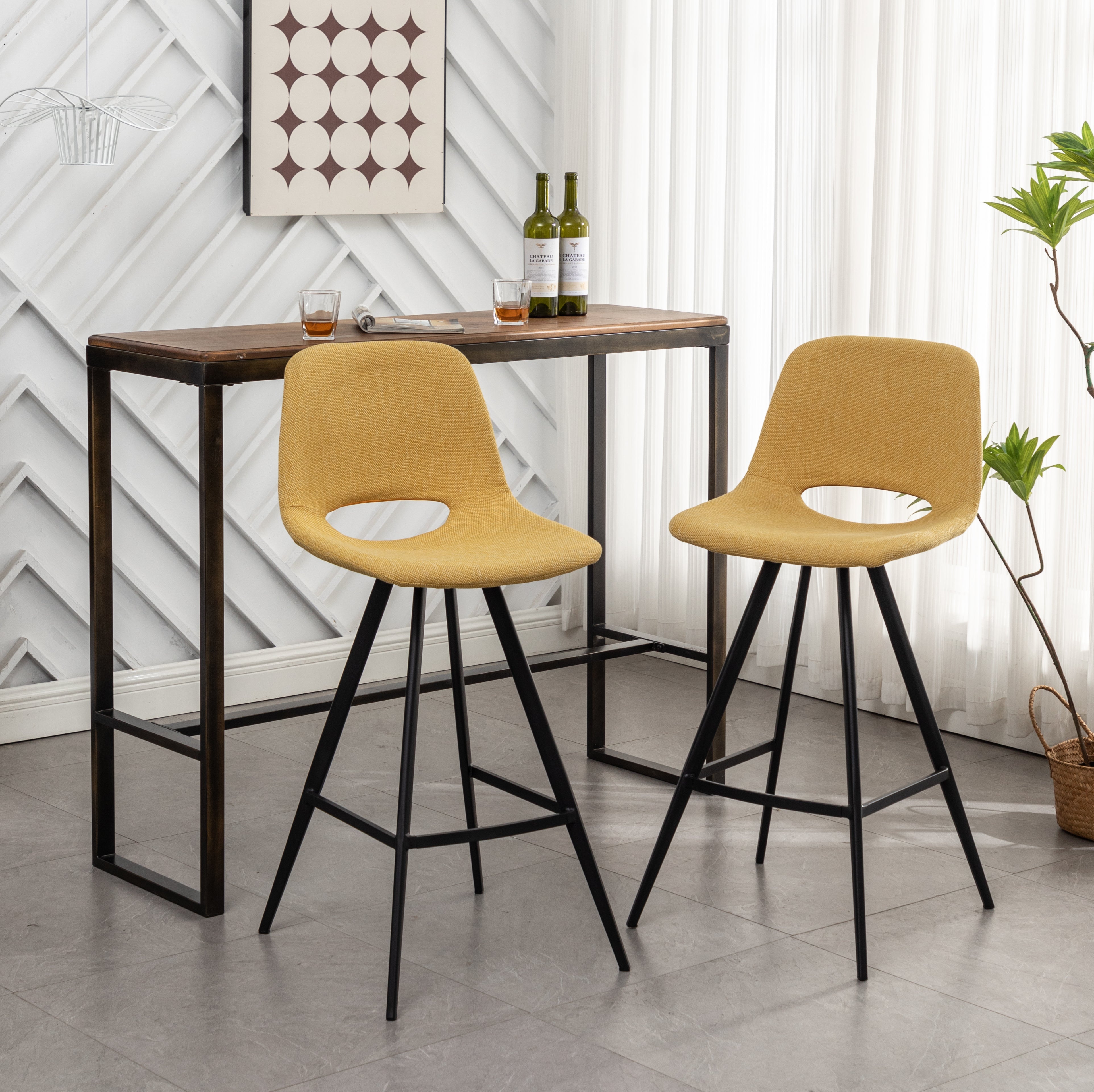 Roundhill Furniture Porth Fabric Kitchen Barstools 28.25