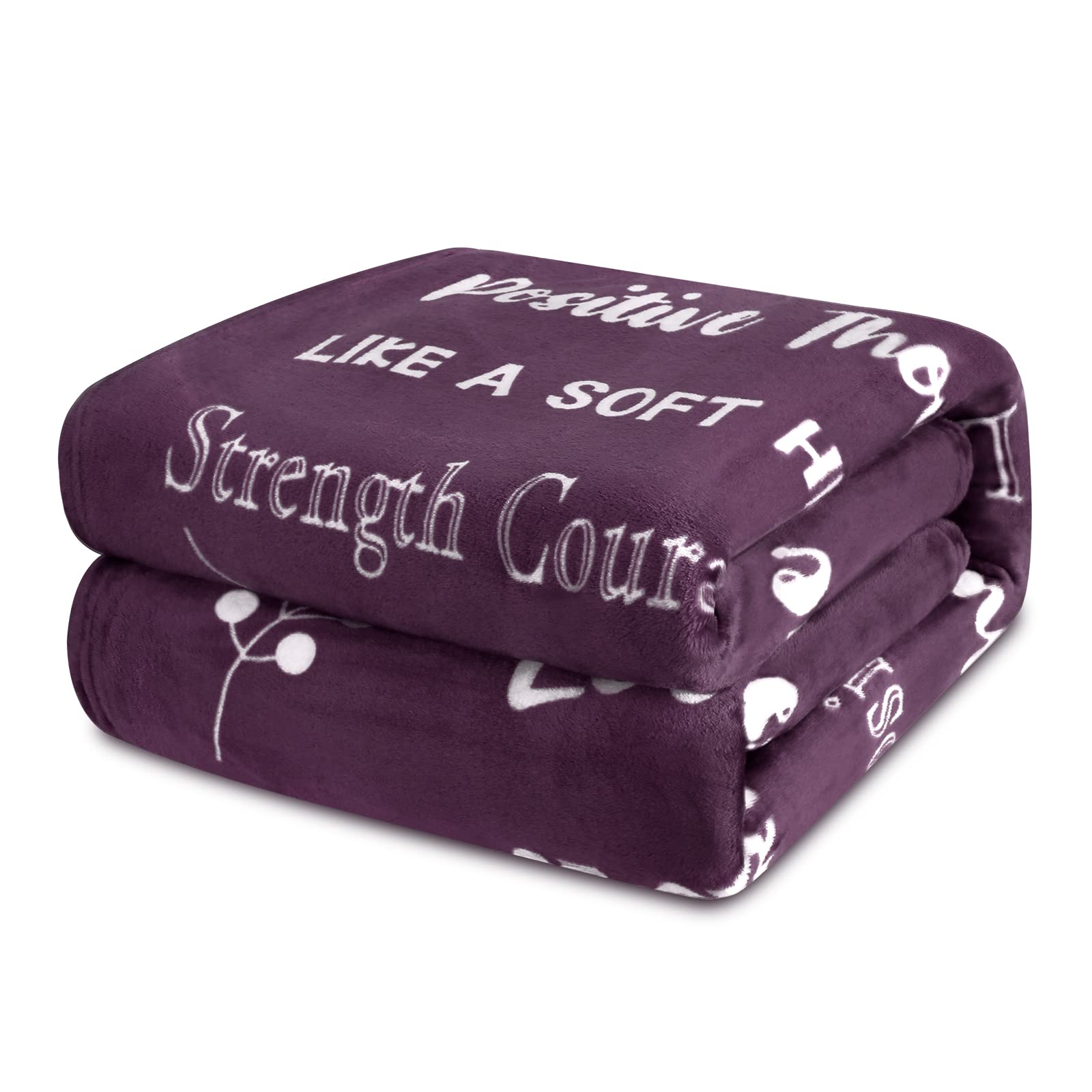 Healing Thoughts Fleece Blanket for Women - Super Soft & Warm Inspirational Gift with Positive Energy, Love & Hope | Get Well Soon Gift, Breast Cancer Support | 50