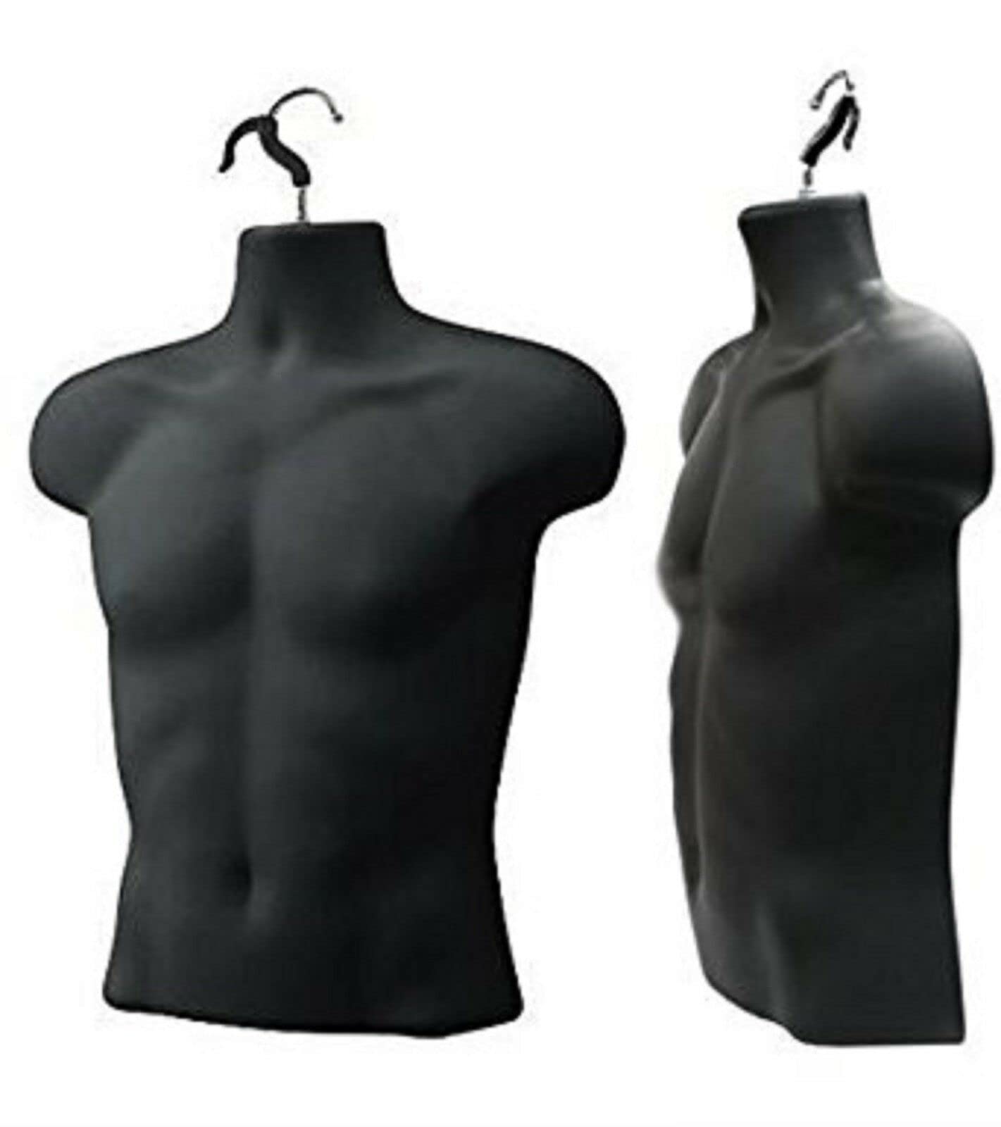 Premium Black Upper Male Torso Mannequin - 4 Pack for Clothing Display, Retail Store Decor & Home Organization | Perfect for Boutiques, Tailor Shops & Wardrobe Organization