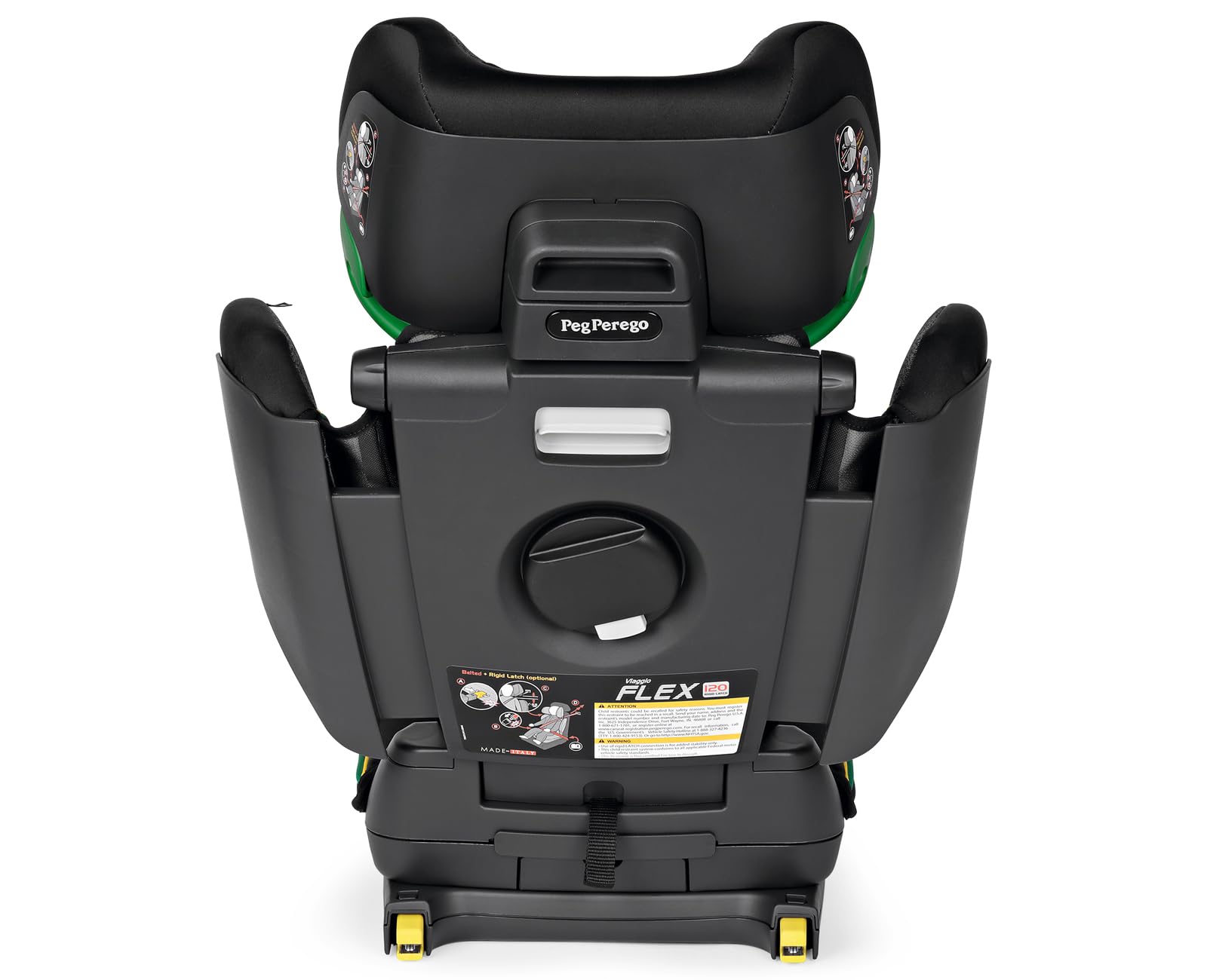 Peg Perego Viaggio Flex 120 Booster Car Seat for Kids 40-120 lbs | High Back & Adjustable | Made in Italy | John Deere Black/Green Design | Perfect for School, Travel & Road Trips