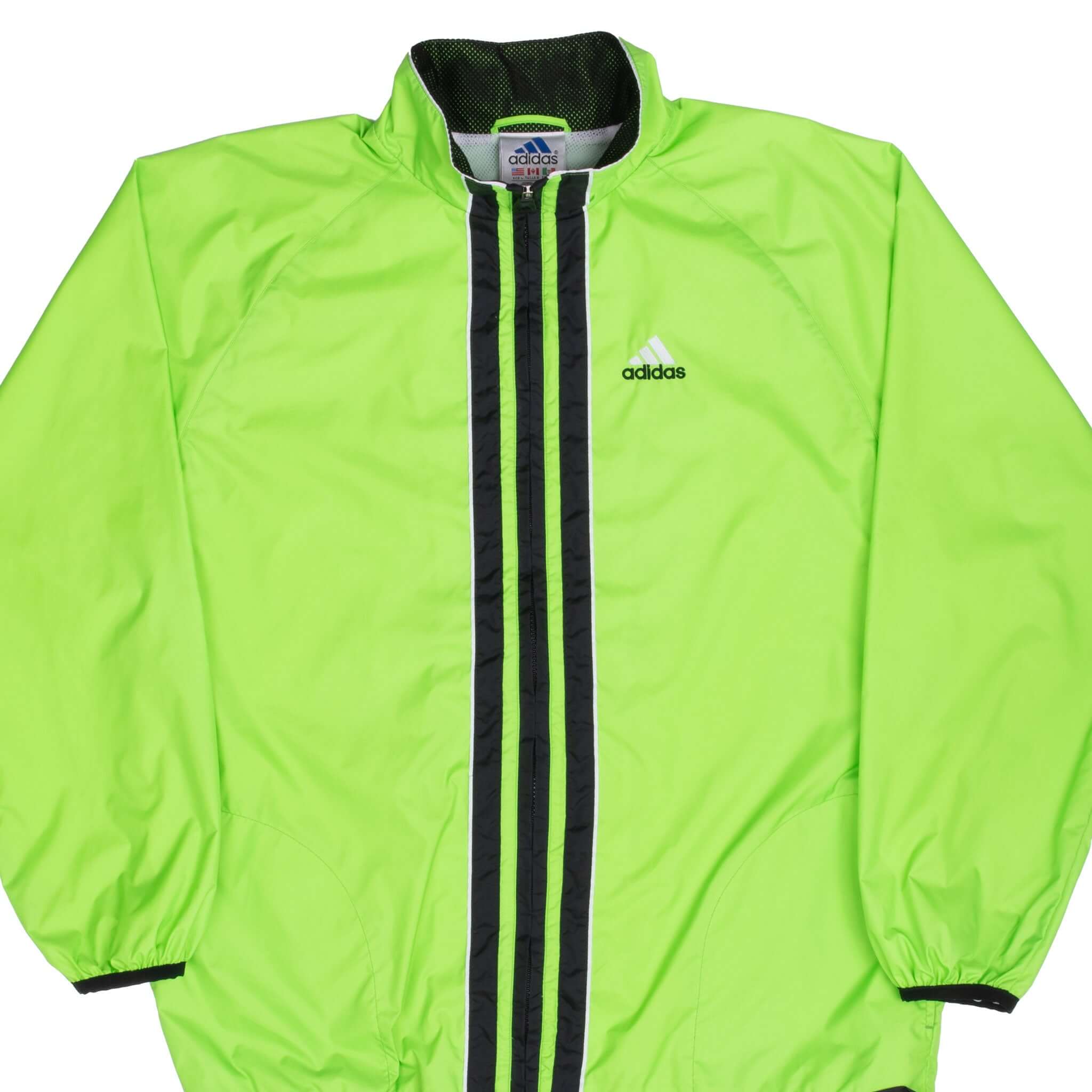 Vintage Adidas Neon Green Windbreaker Jacket 1990s Large - Retro 90s Running & Streetwear Style for Men & Women - Perfect for Jogging, Gym & Casual Outfits