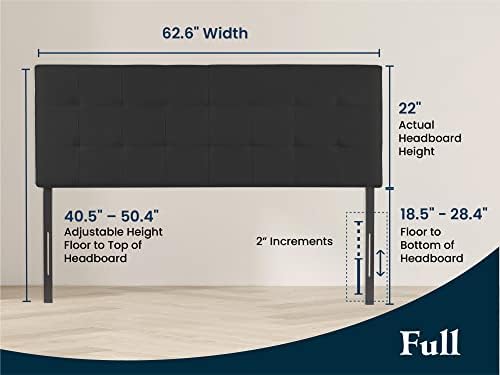 Adjustable Full Size Headboard - Dark Gray Tufted Linen for Bedroom Decor