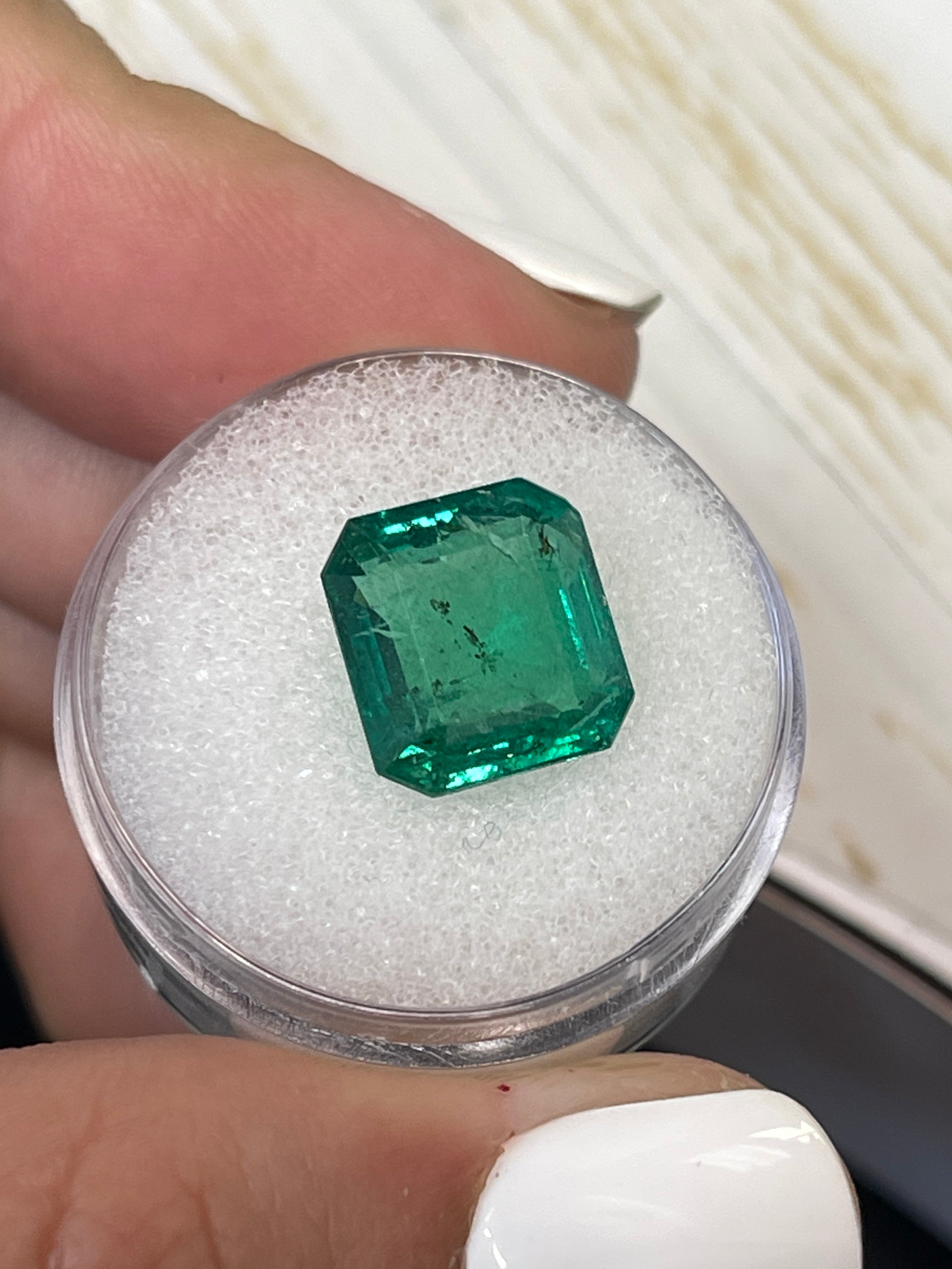 6.54 Carat Natural Loose Zambian Emerald - Medium Deep Green 11.3x10.6mm Emerald Cut Gemstone for Jewelry Making & Engagement Rings