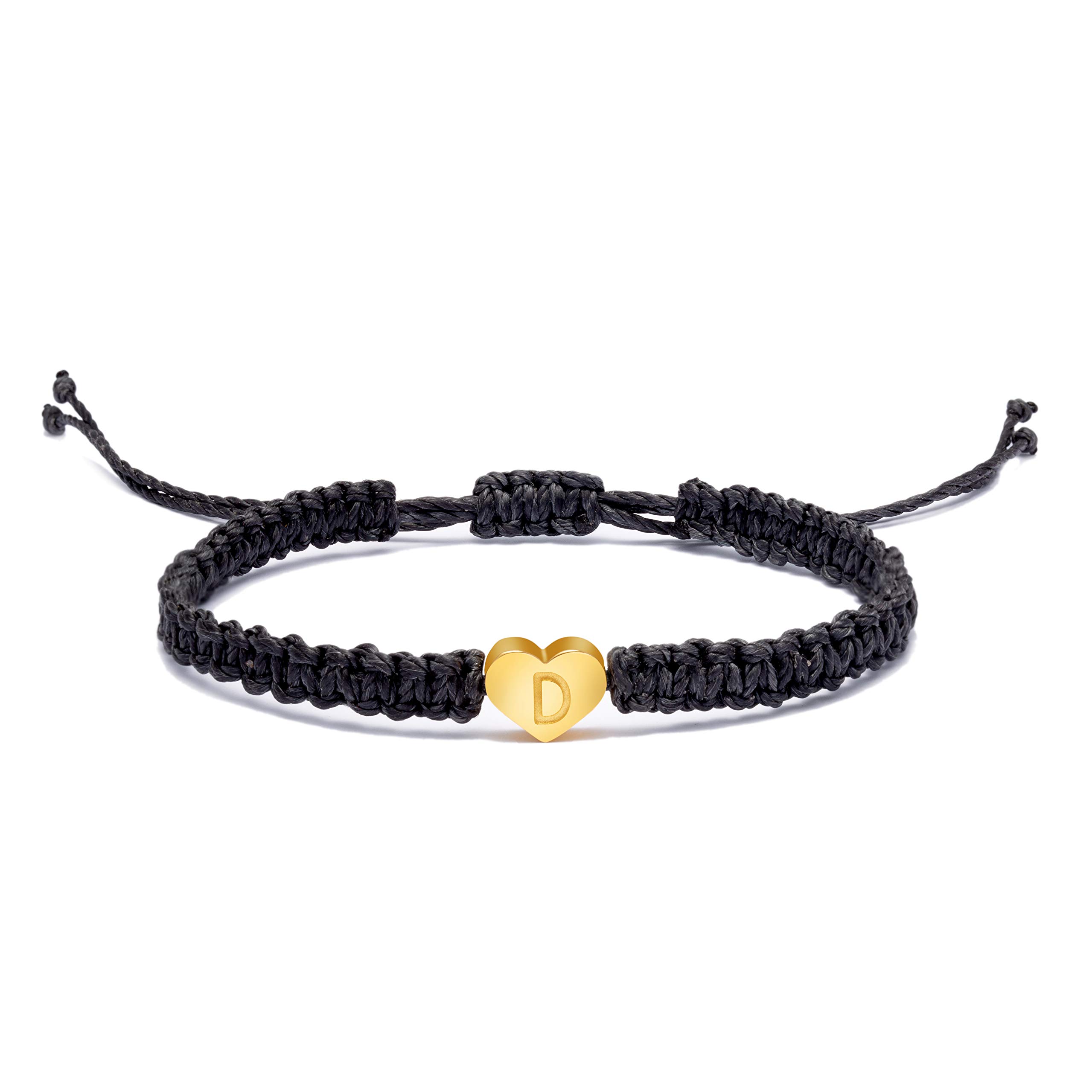 18K Gold Initial A Letter Heart Charm Bracelet for Women - Handmade Adjustable Rope Braided Jewelry - Personalized Birthday Gift for Her - Perfect for Anniversaries, Valentine's Day & Everyday Wear
