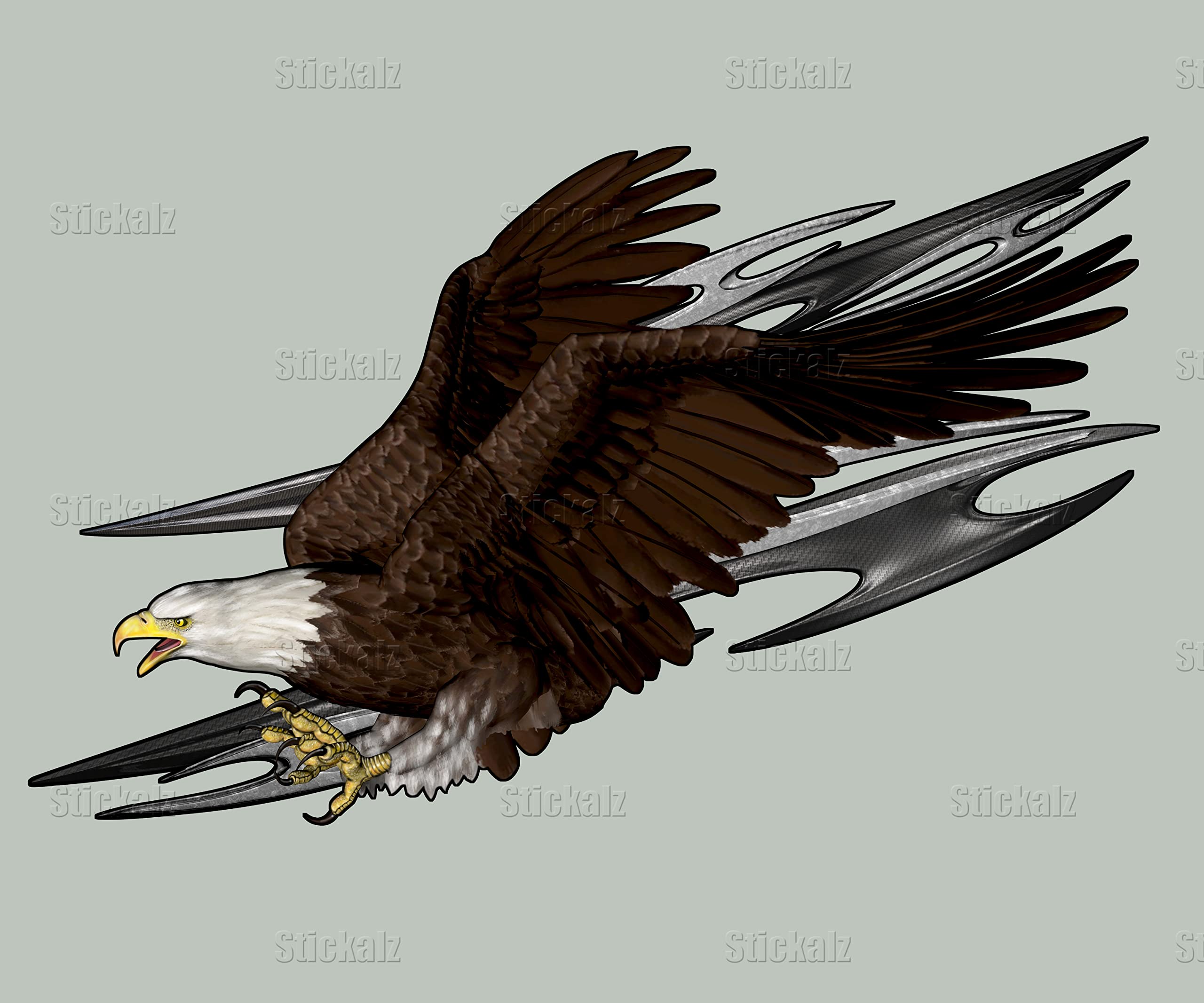 American Flag Ripped Metal Car Vinyl Wrap - Patriotic US Eagle Full Color Decal (22x70 inches) - Perfect for Trucks, SUVs & Motorcycles - Show Your USA Pride on the Road